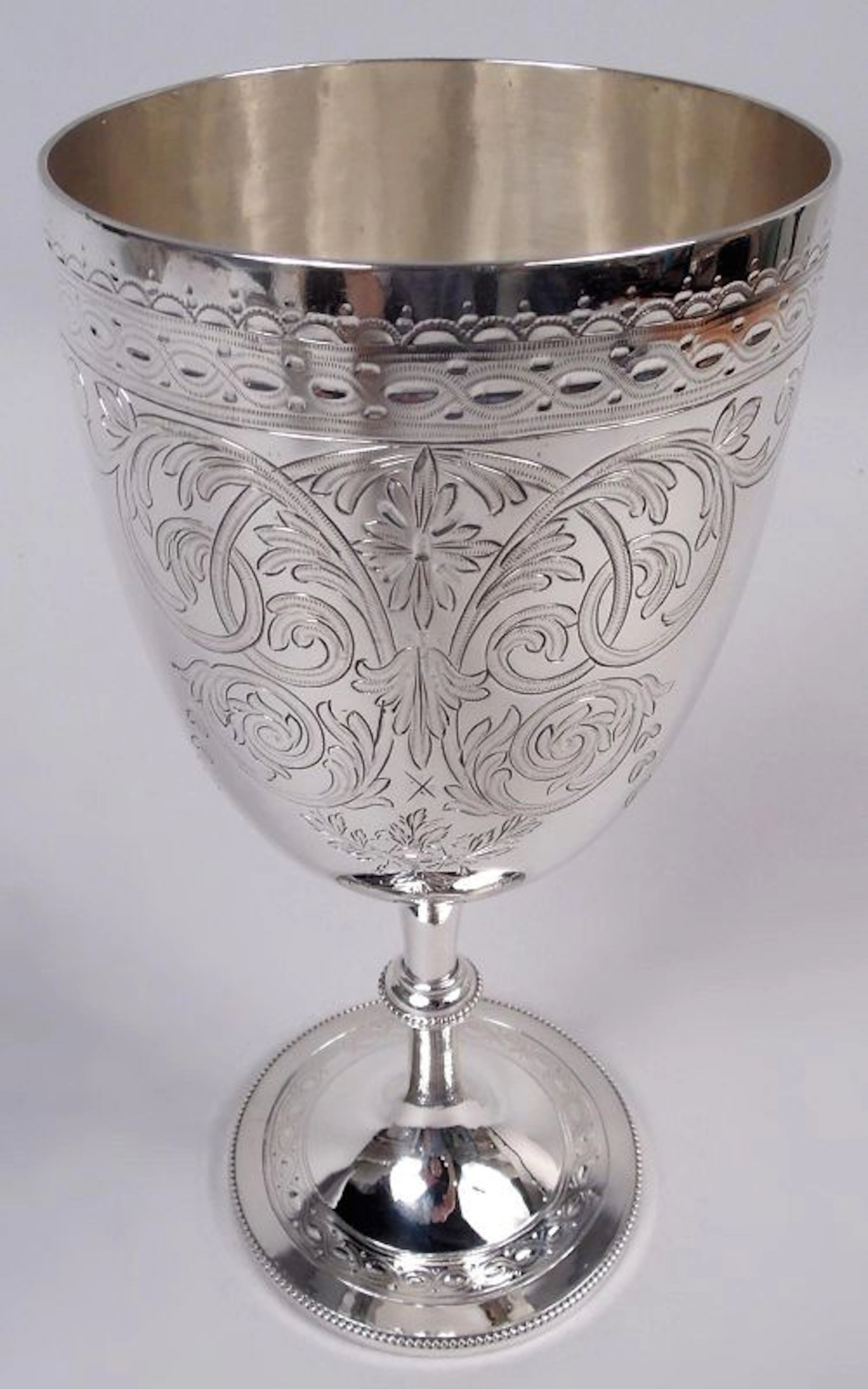 Festive English Victorian Classical Sterling Silver Goblet 1873