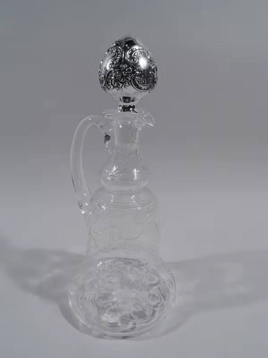 Antique Gorham Edwardian Sterling Silver & Crystal Decanter