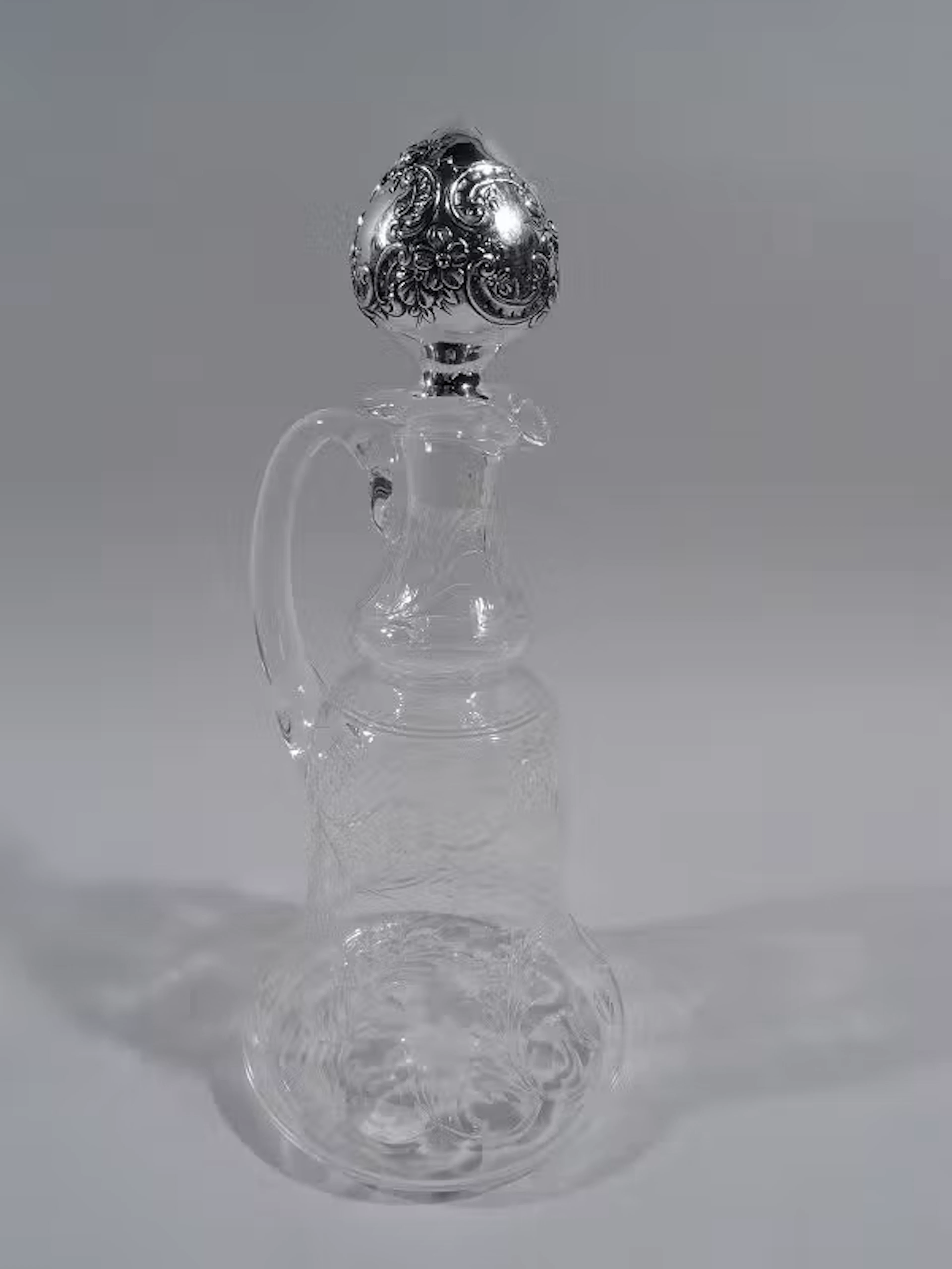 Antique Gorham Edwardian Sterling Silver & Crystal Decanter