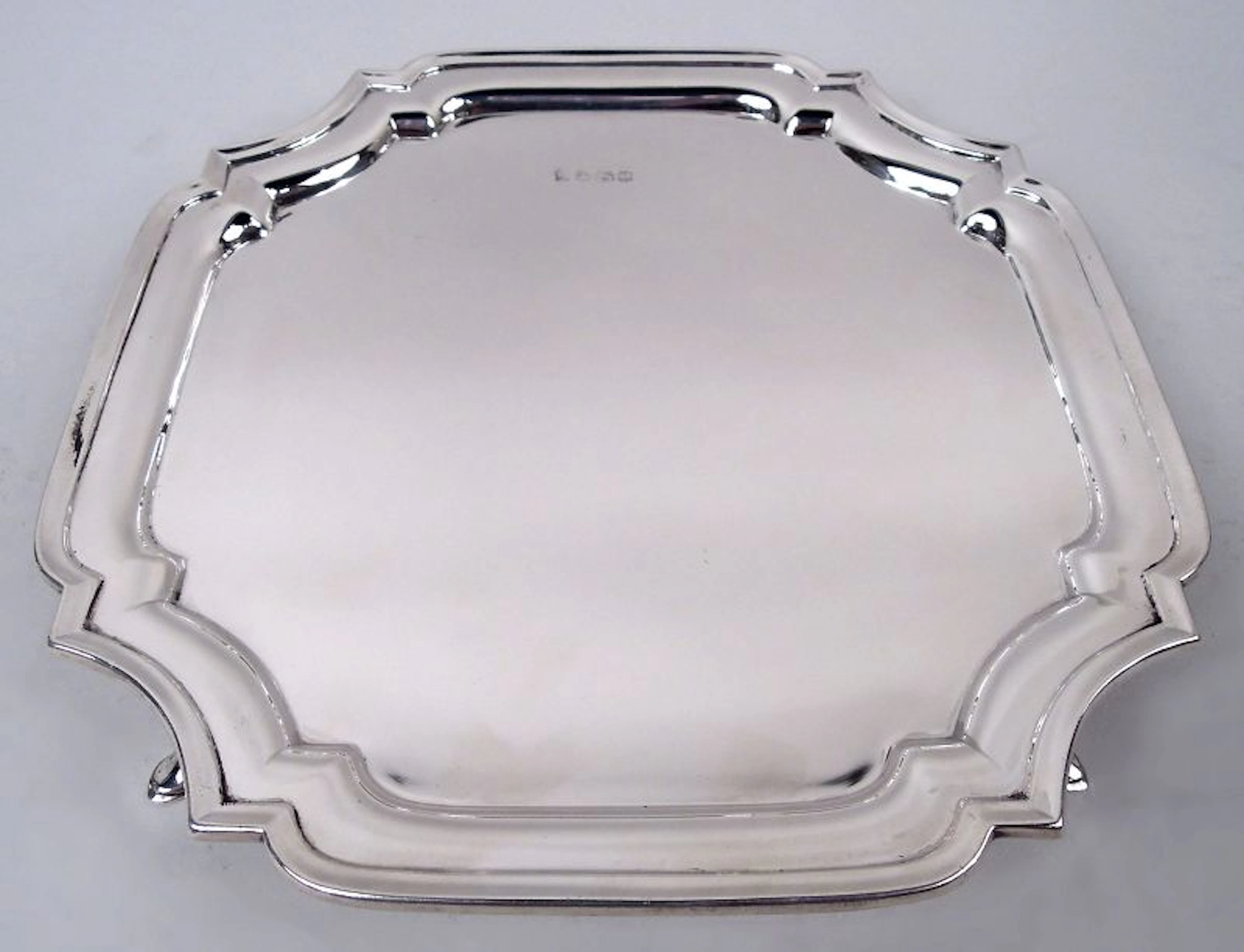 Traditional English Georgian Square Cartouche Salver Tray 1930