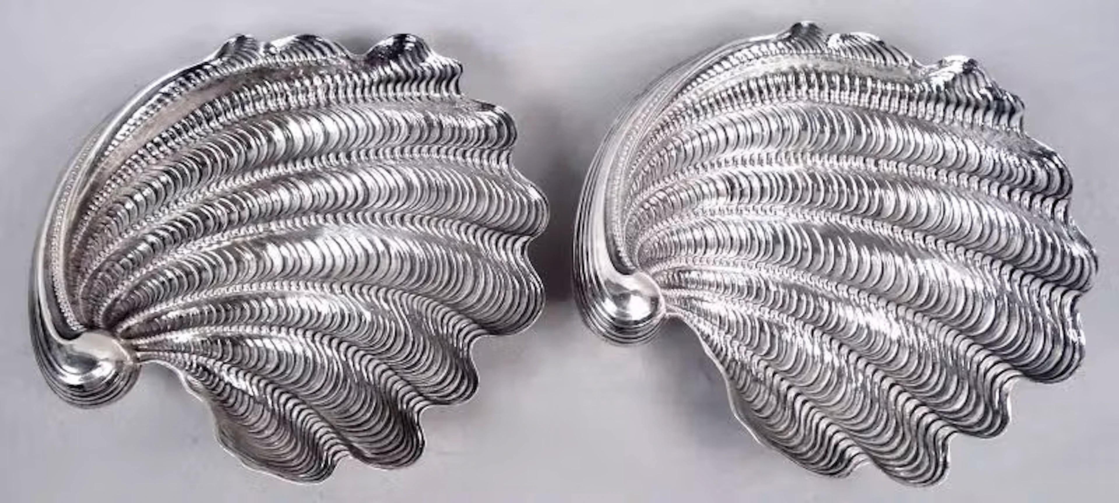 Pair of Buccellati Modern Classical Sterling Silver Scallop Shells