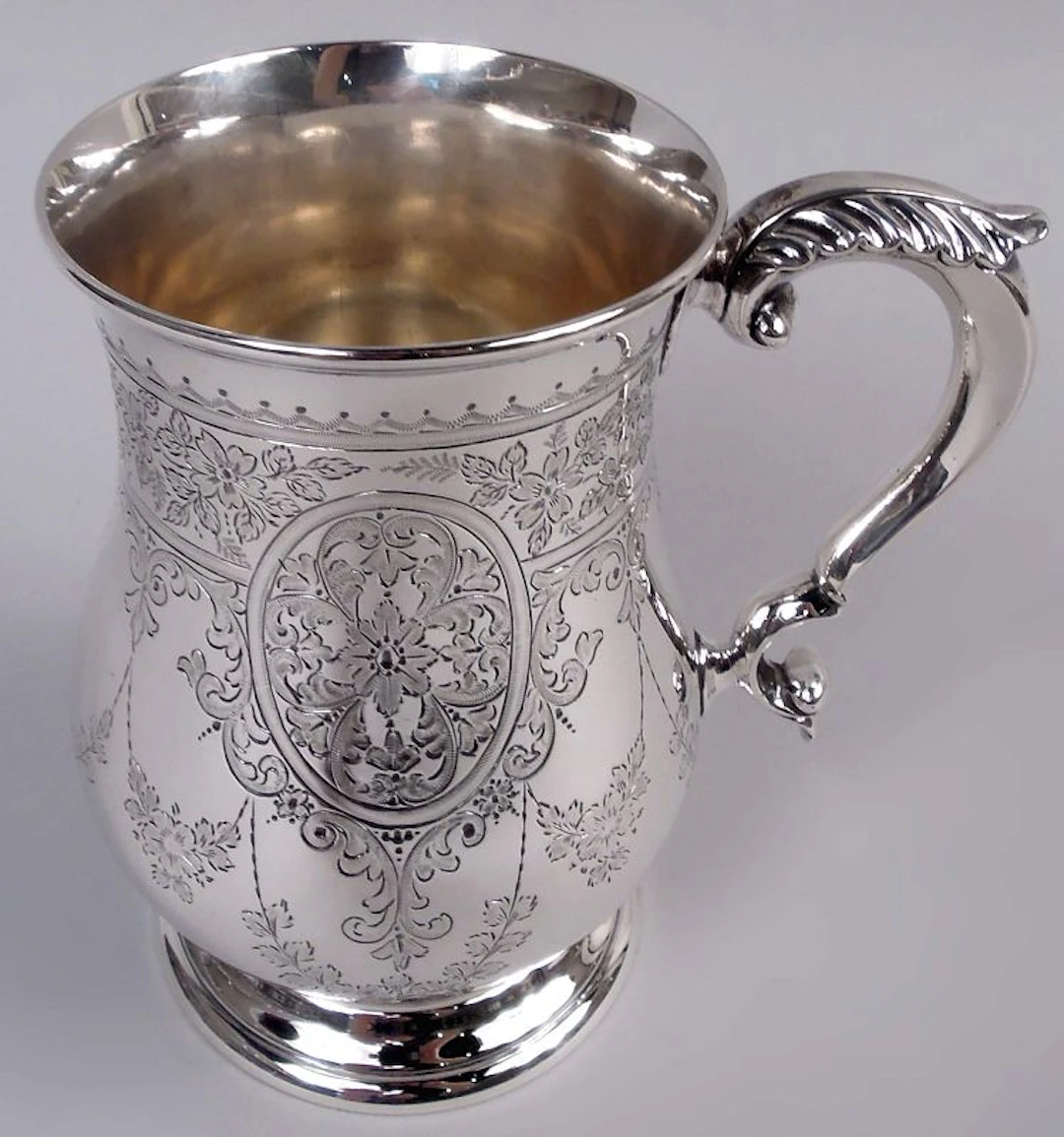 Large Antique English Victorian Georgian Sterling Silver Mug 1884