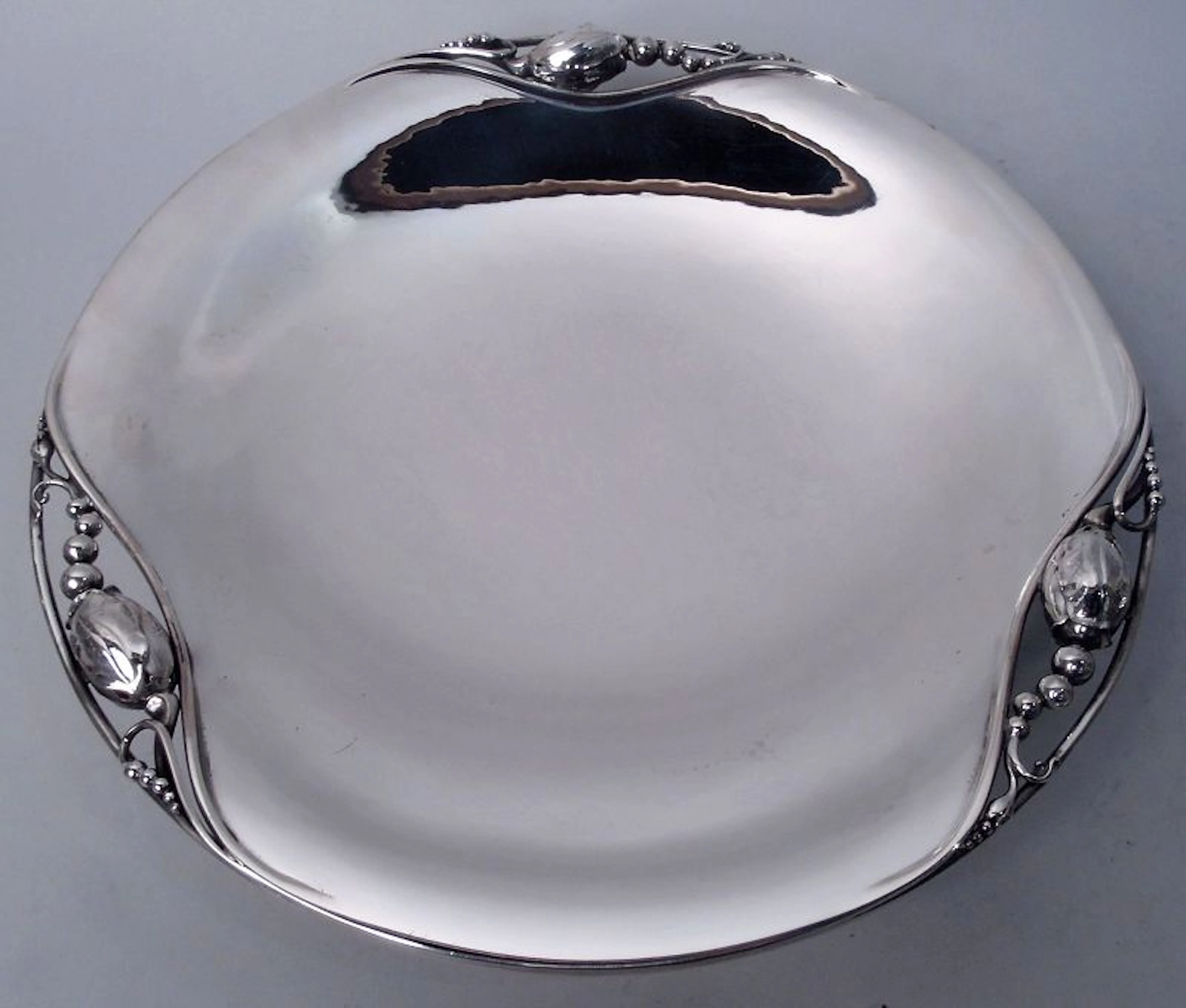 Georg Jensen Blossom Sterling Silver Footed Cake Plate