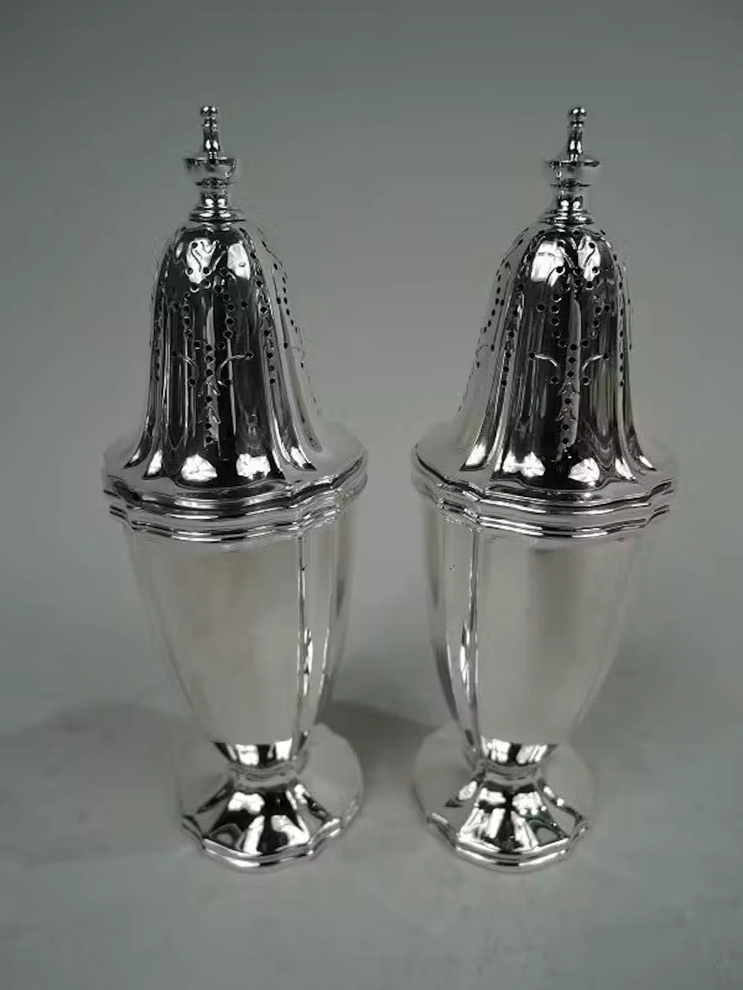 Pair of Antique Tiffany Edwardian Classical Pepper Shakers