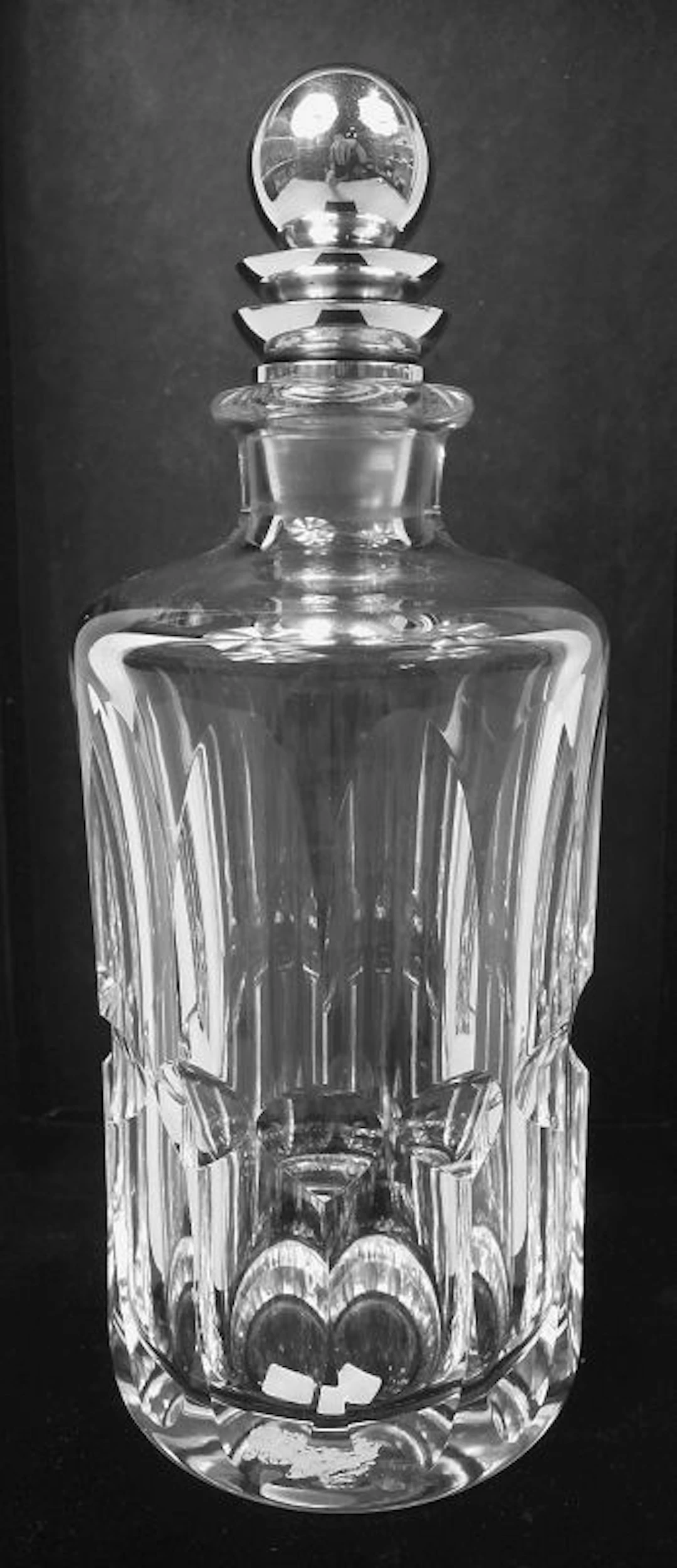 Georg Jensen Pyramid Sterling Silver & Baccarat Crystal Decanter