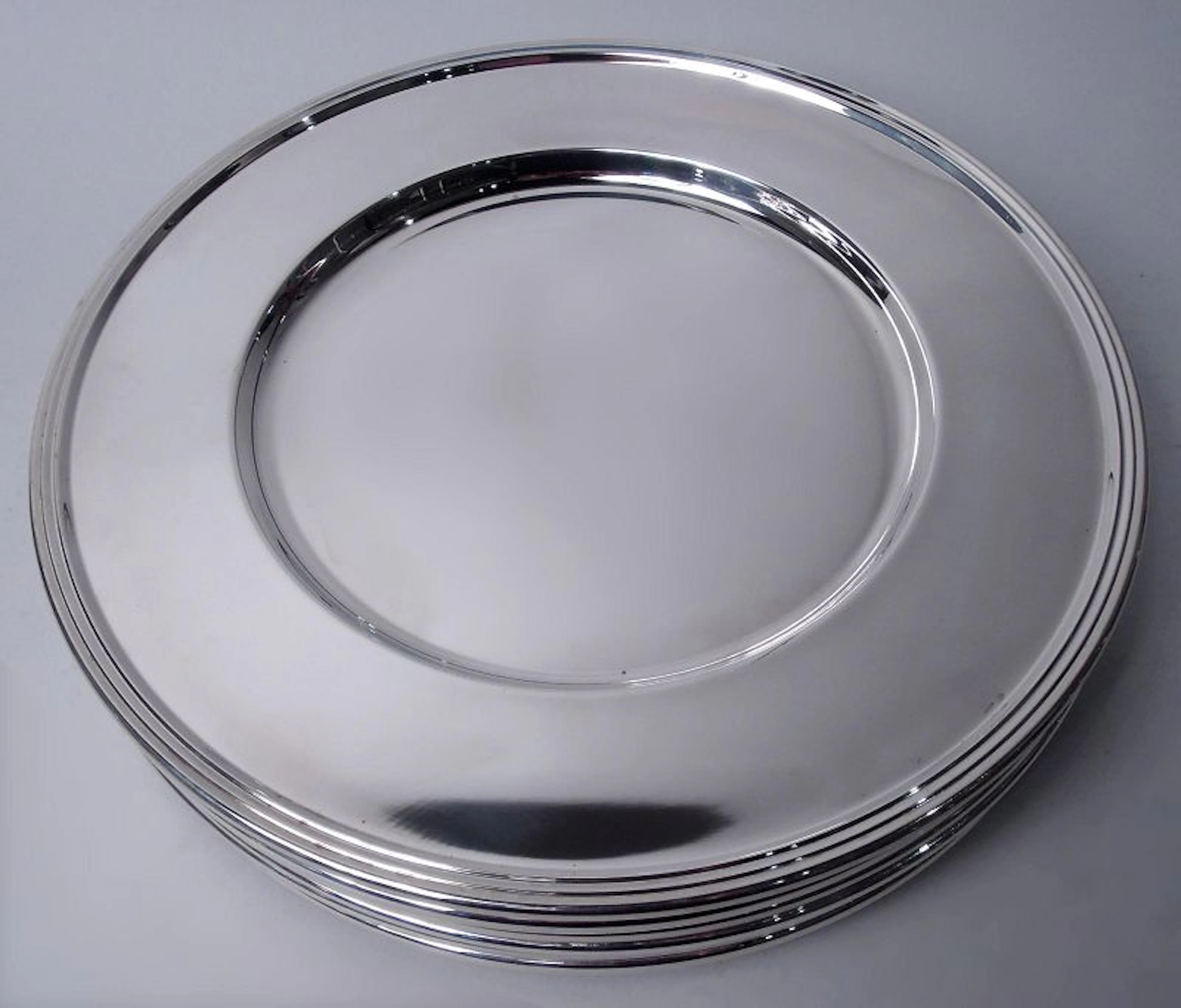 Set of 12 Italian Modern Silver 12-Inch Dinner Plates