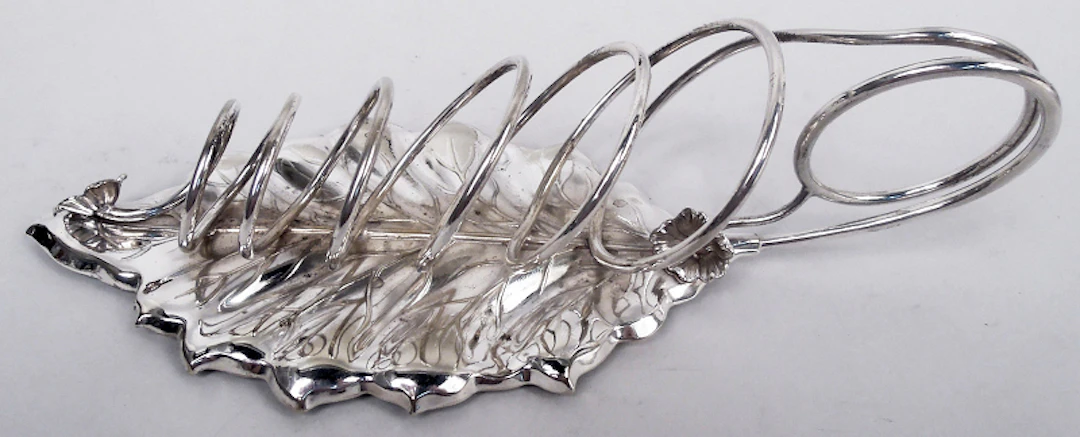 American Modern Silverplate Novelty Leaf Toast Rack