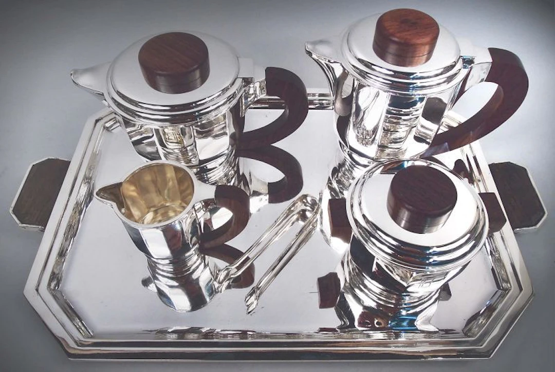 Jean Puiforcat French Art Deco Silver Coffee & Tea Set