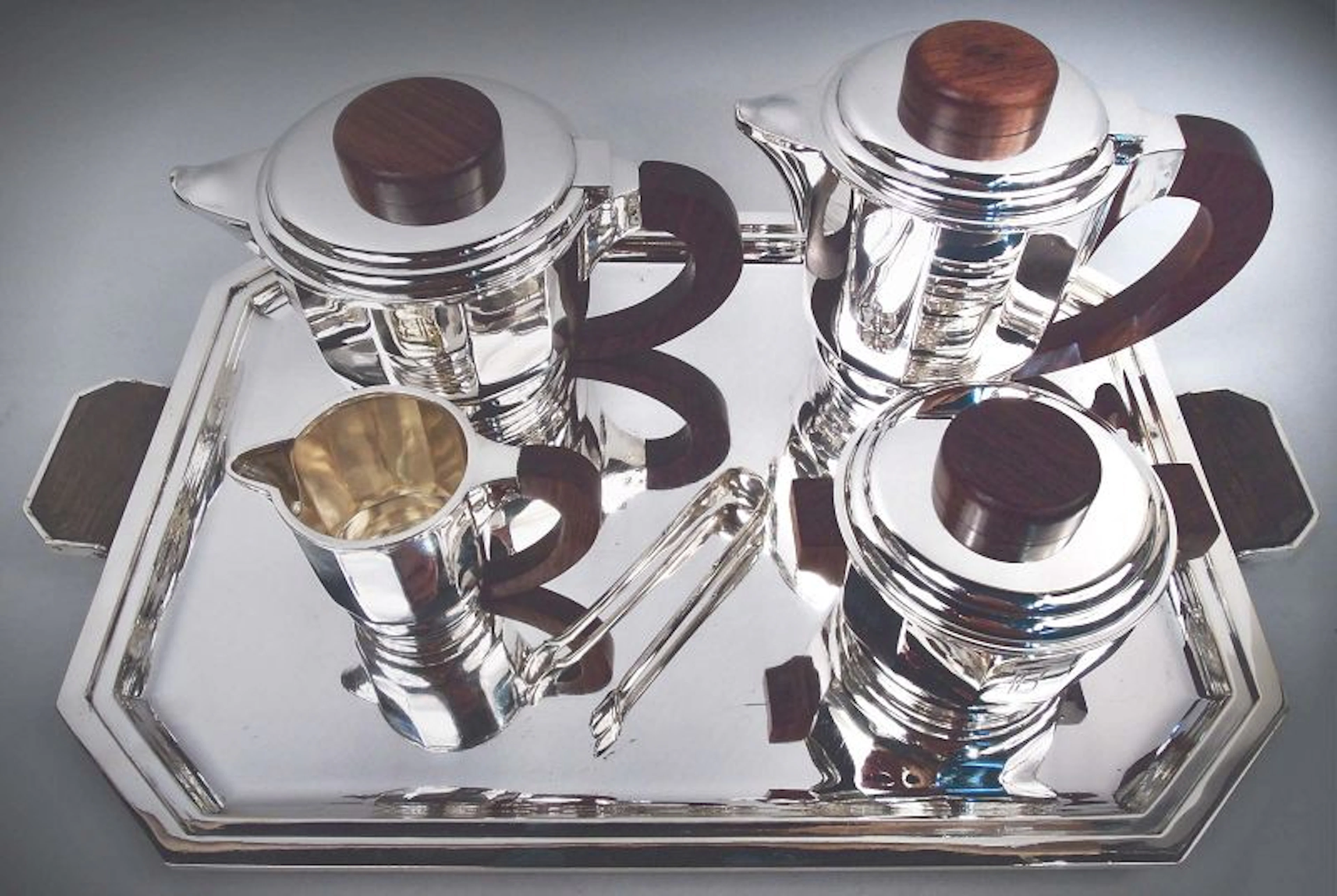 Jean Puiforcat French Art Deco Silver Coffee & Tea Set