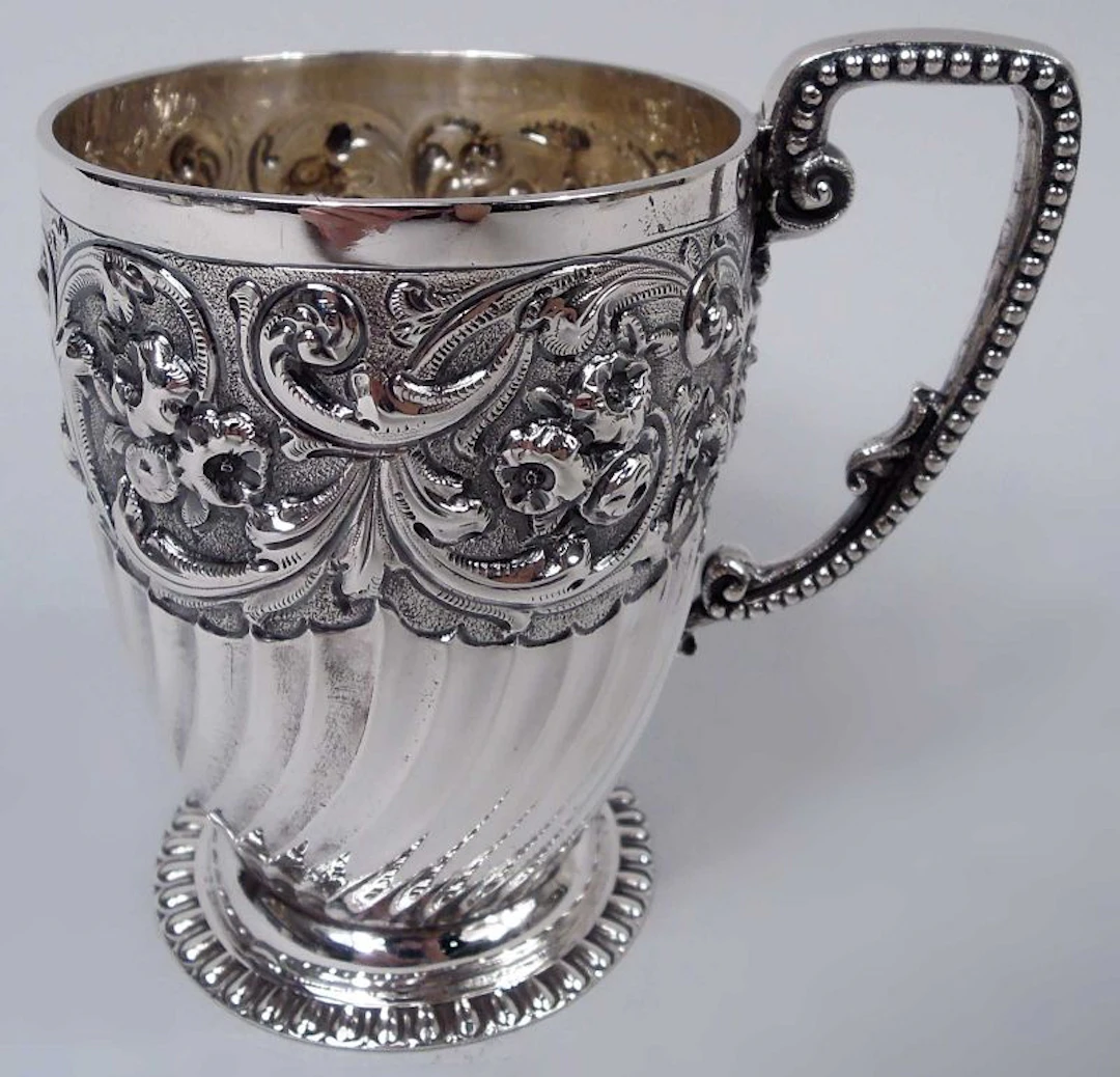 English Victorian Classical Sterling Silver Baby Cup 1893