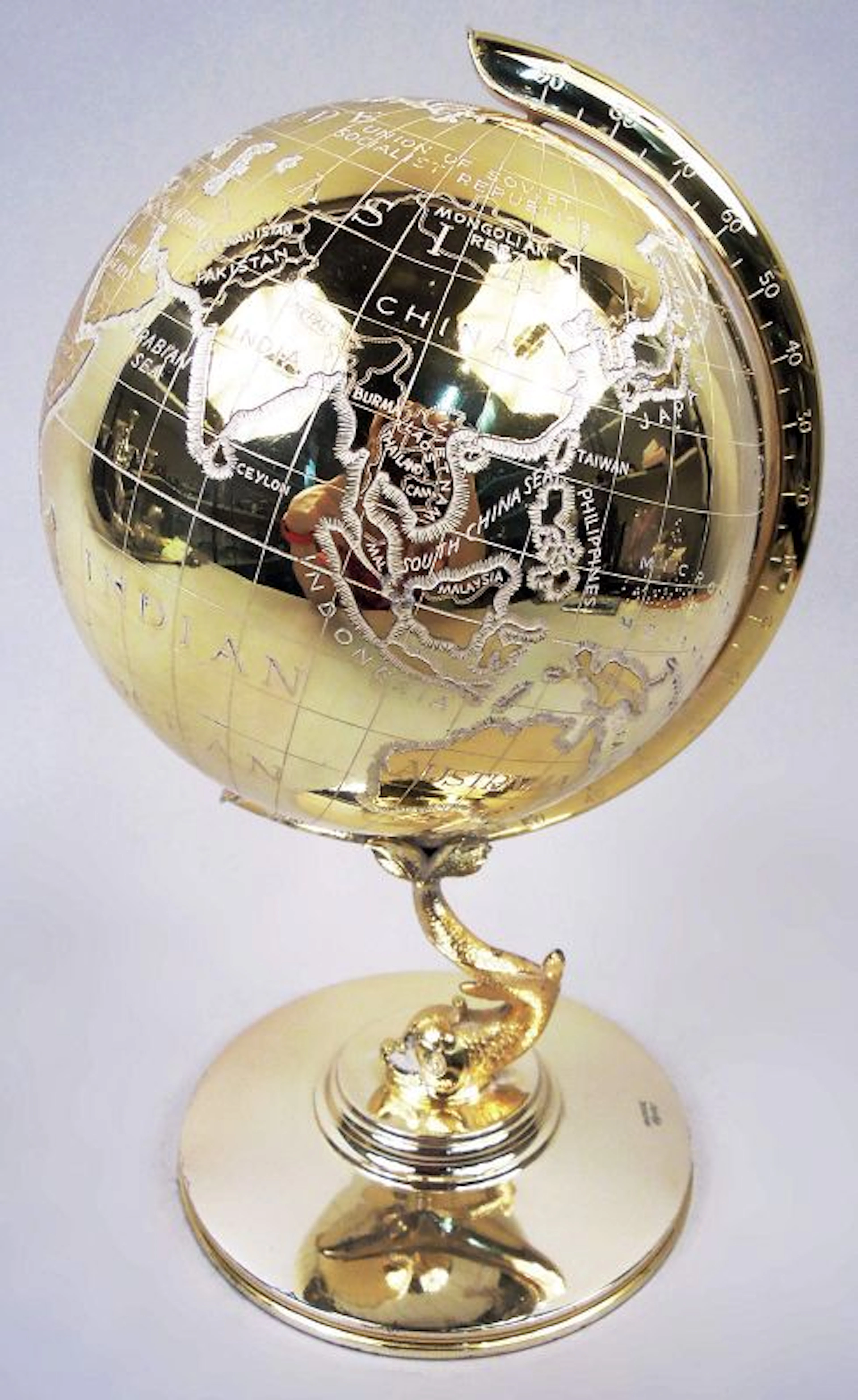 For Office Détente: Cold War-Era Sterling Silver Desk Globe