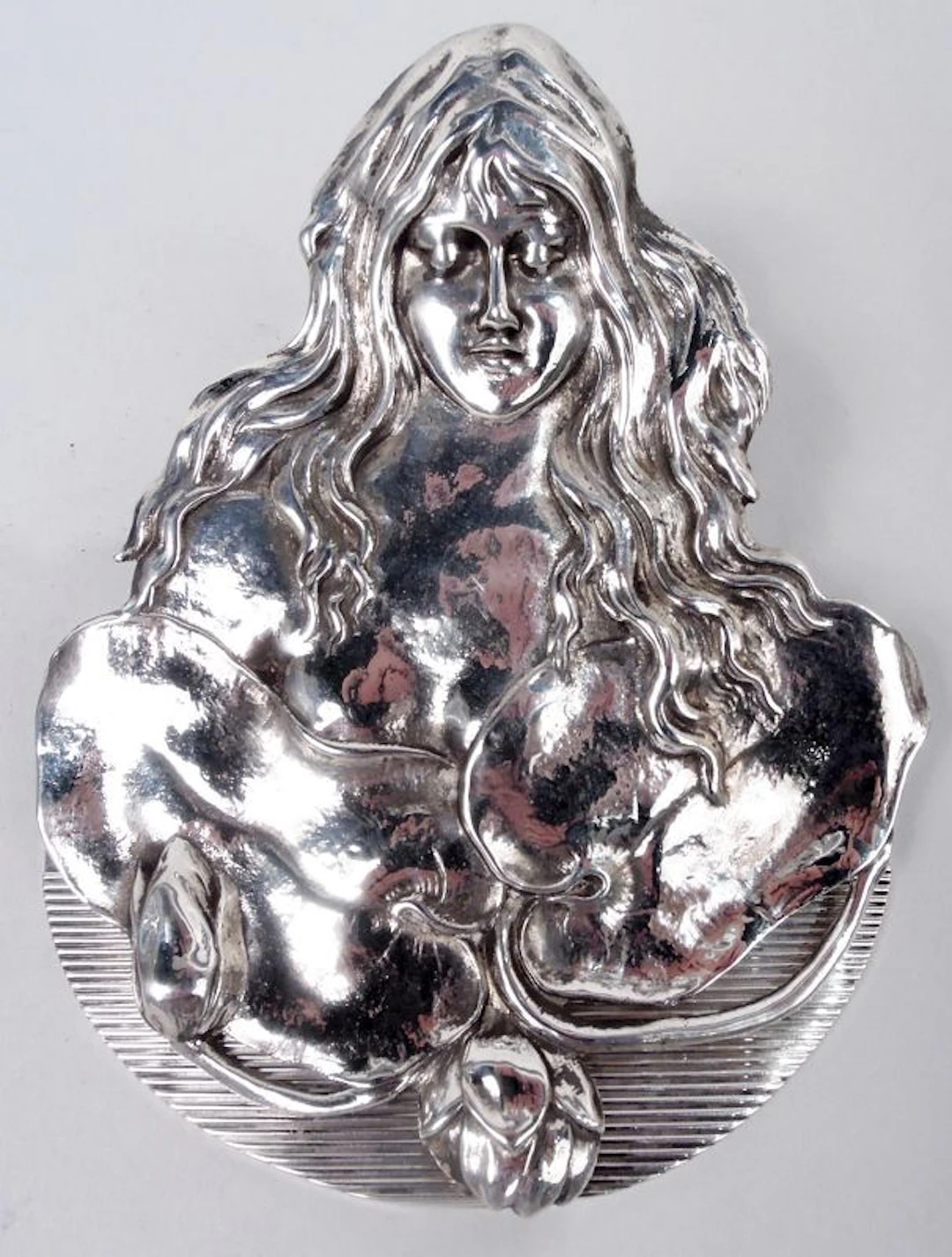 American Art Nouveau Paperclip with Long-Tressed Nymph