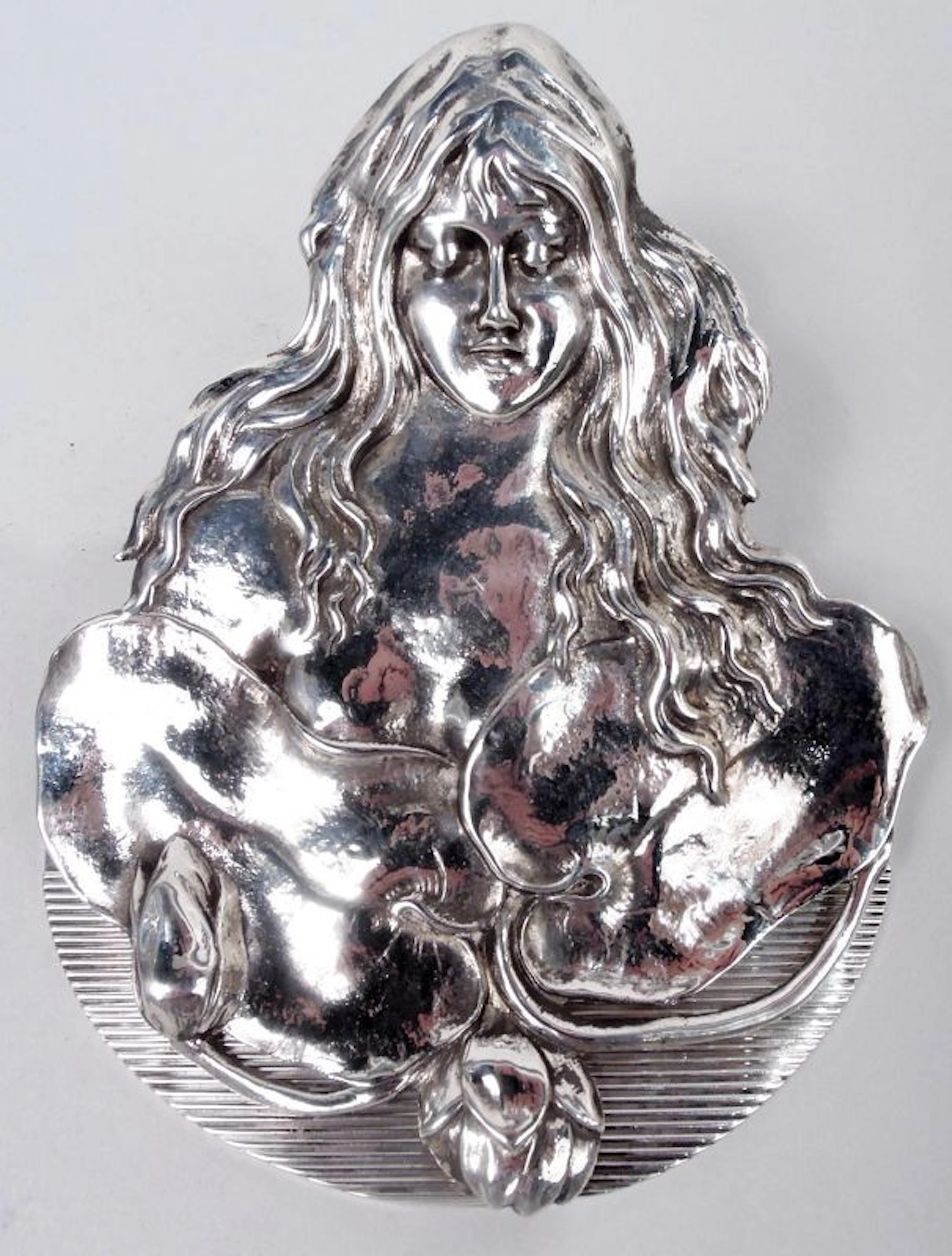 American Art Nouveau Paperclip with Long-Tressed Nymph