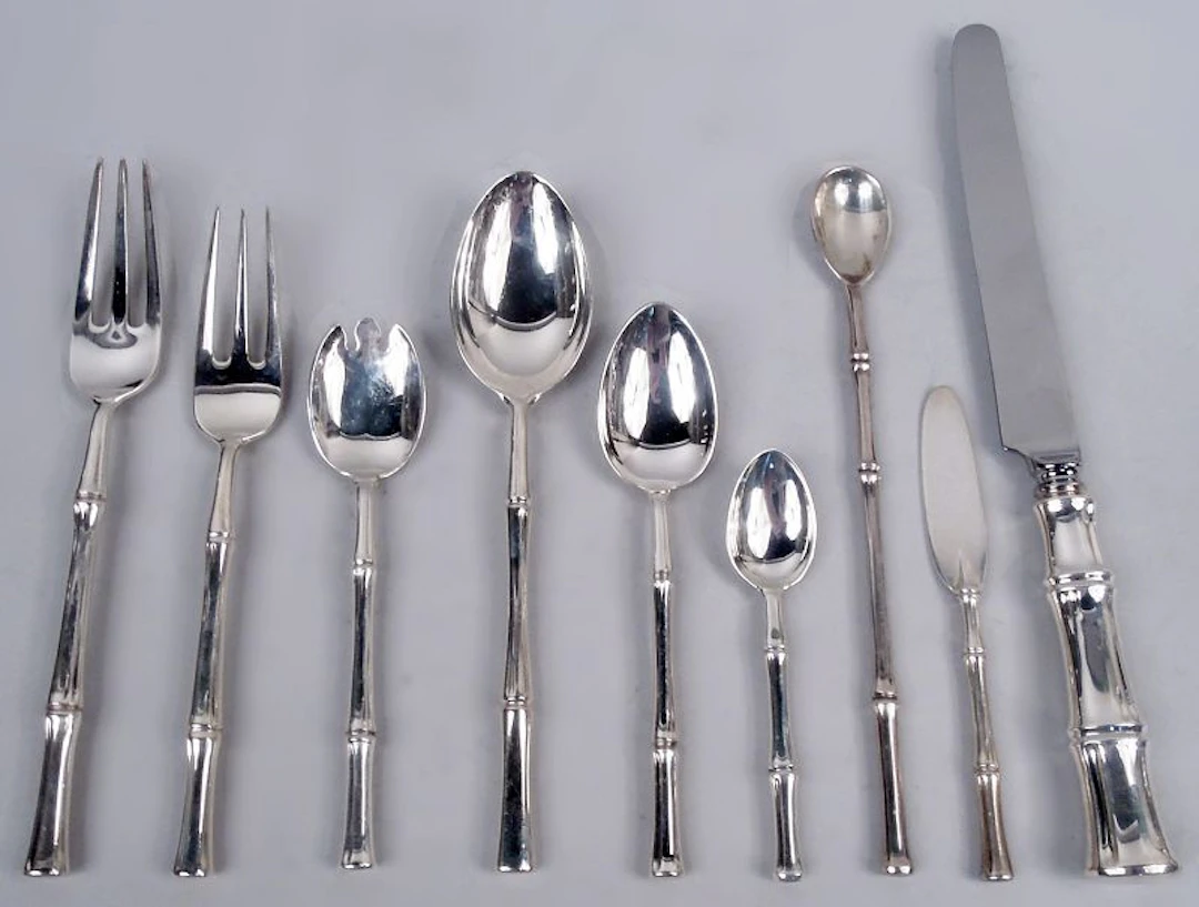 Tiffany Midcentury Modern 148-Piece Dinner Set in Exotic Bamboo