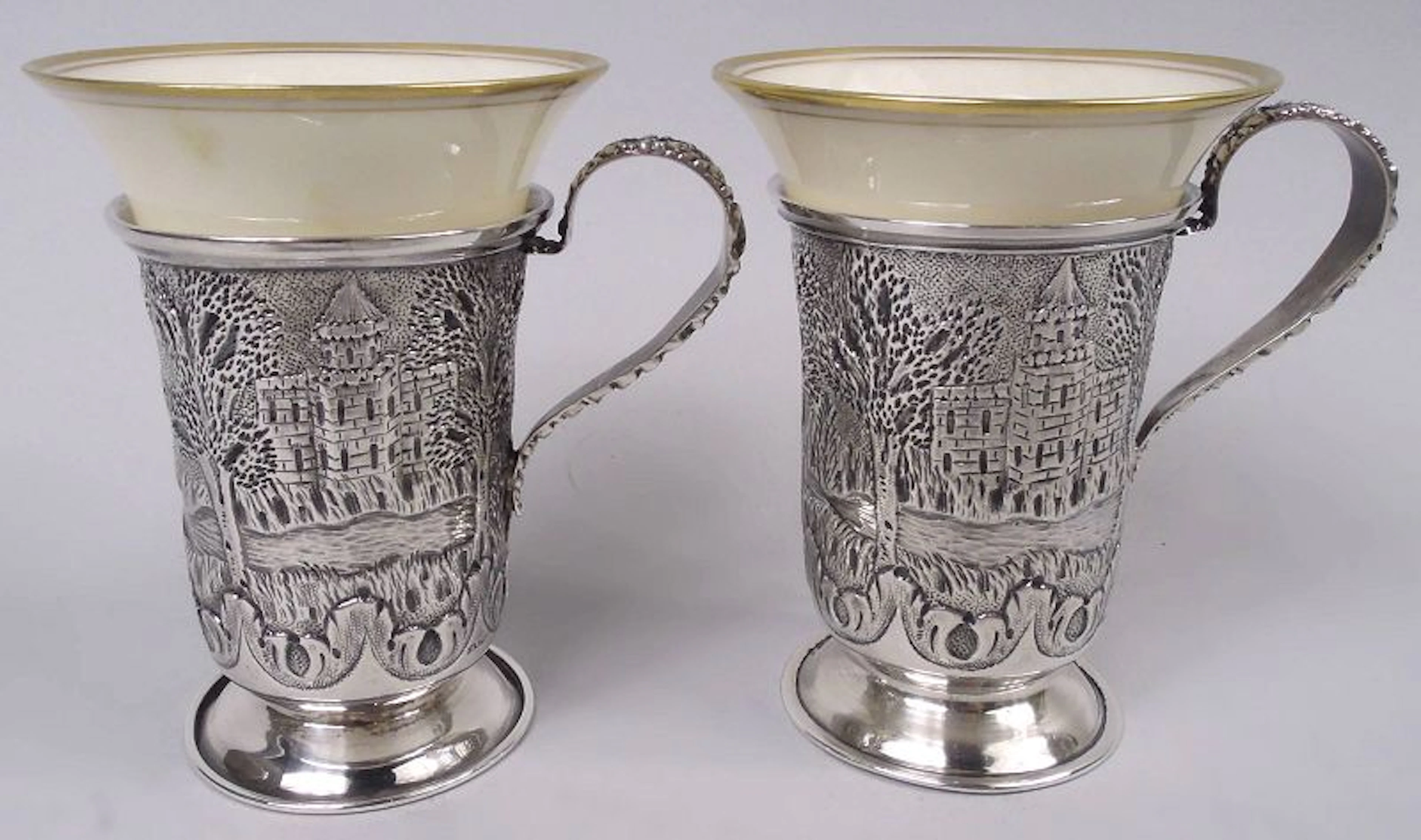 Schofield Baltimore Architectural Demitasse Holders with Lenox Cups