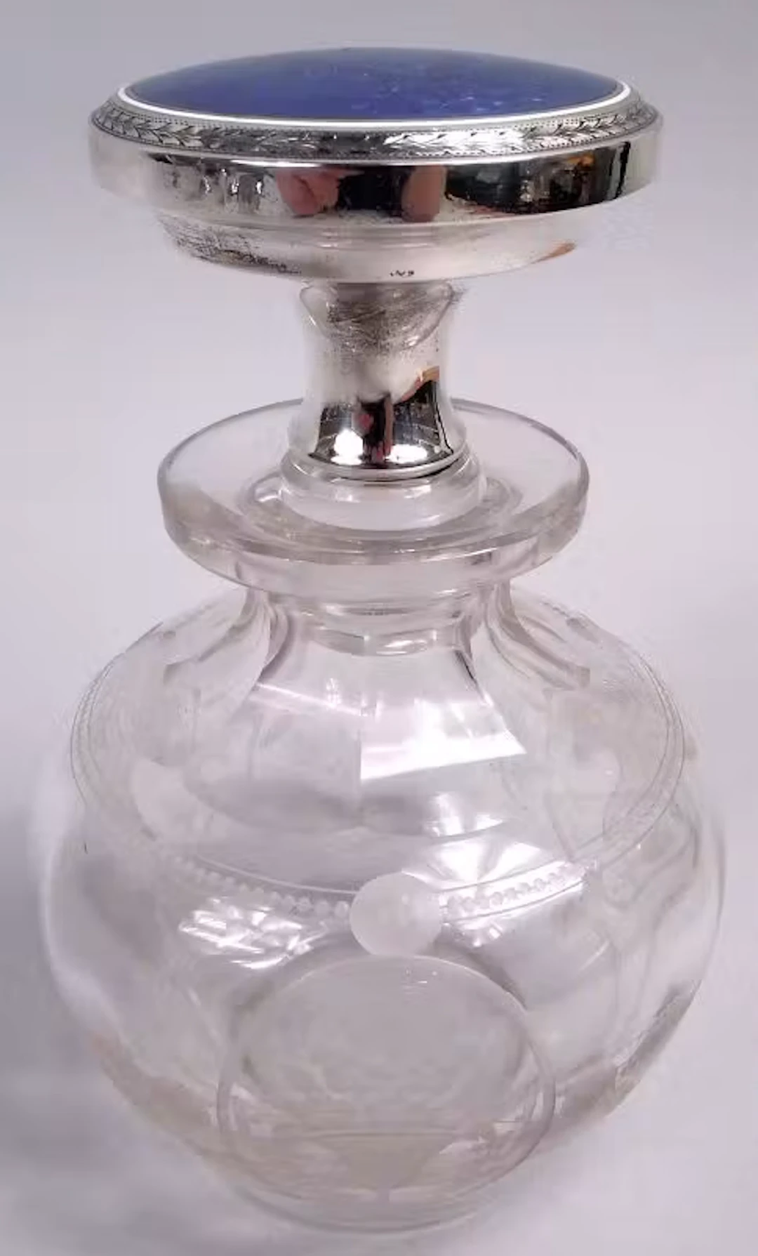 Antique Gorham Edwardian Regency Enamel & Crystal Perfume Bottle