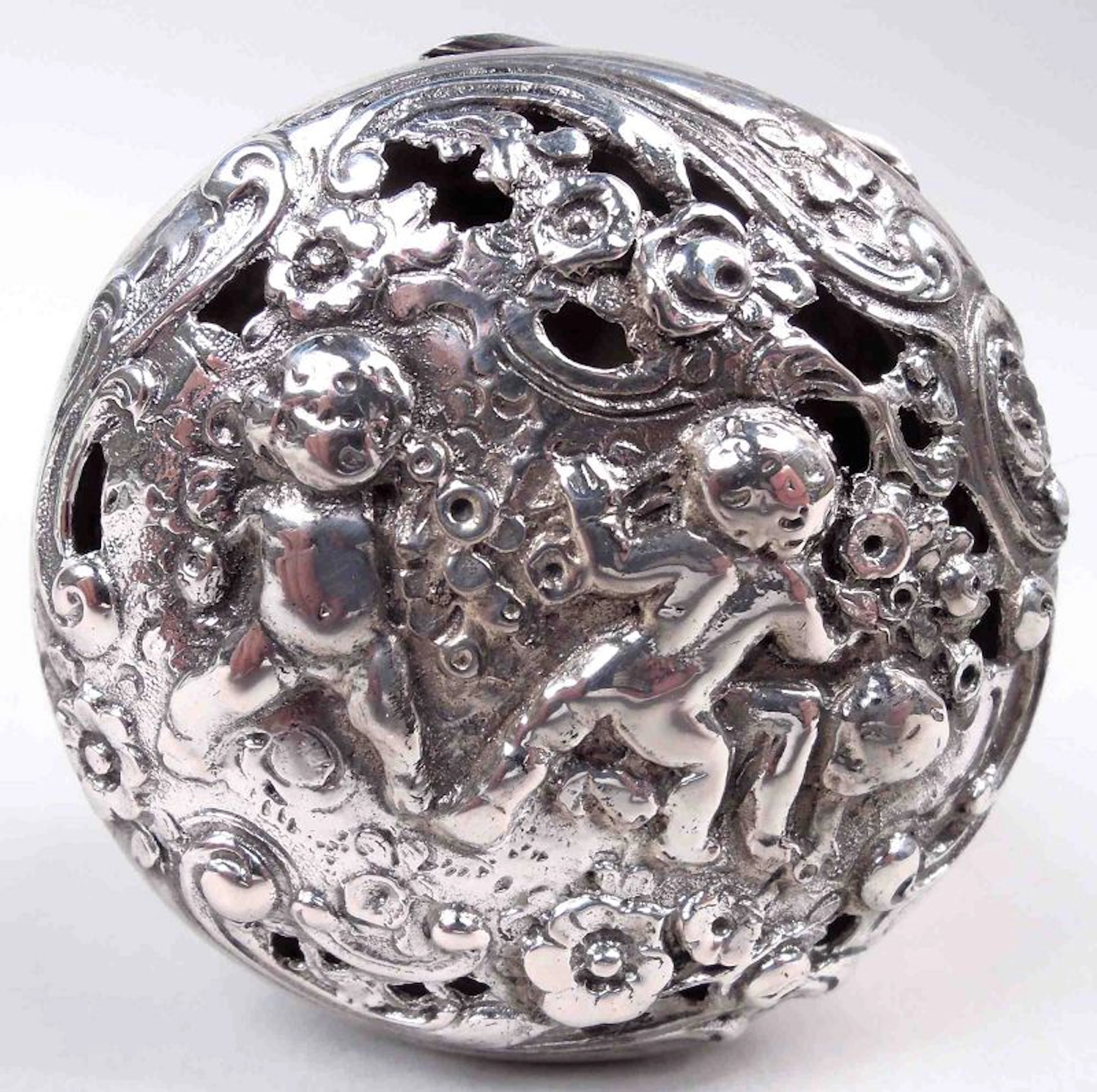Antique German Rococo Small Silver Box
