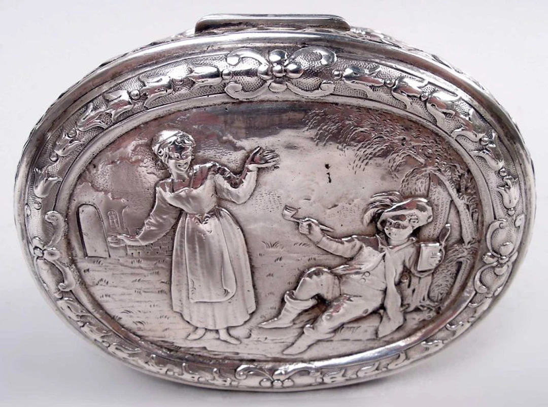 Antique German Hanau Rococo Silver Box