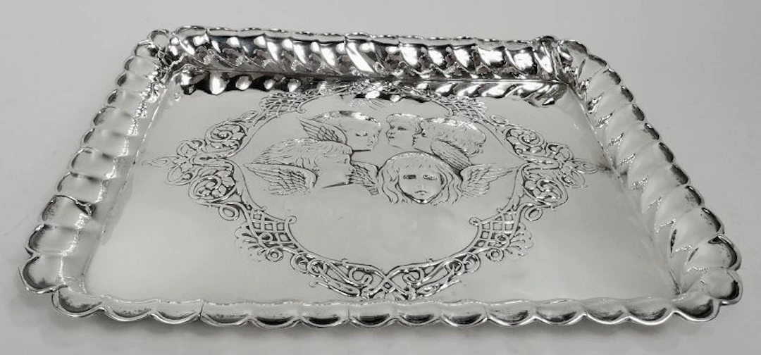 English Edwardian Georgian Tray with Reynolds’ Angel’s Heads 1903