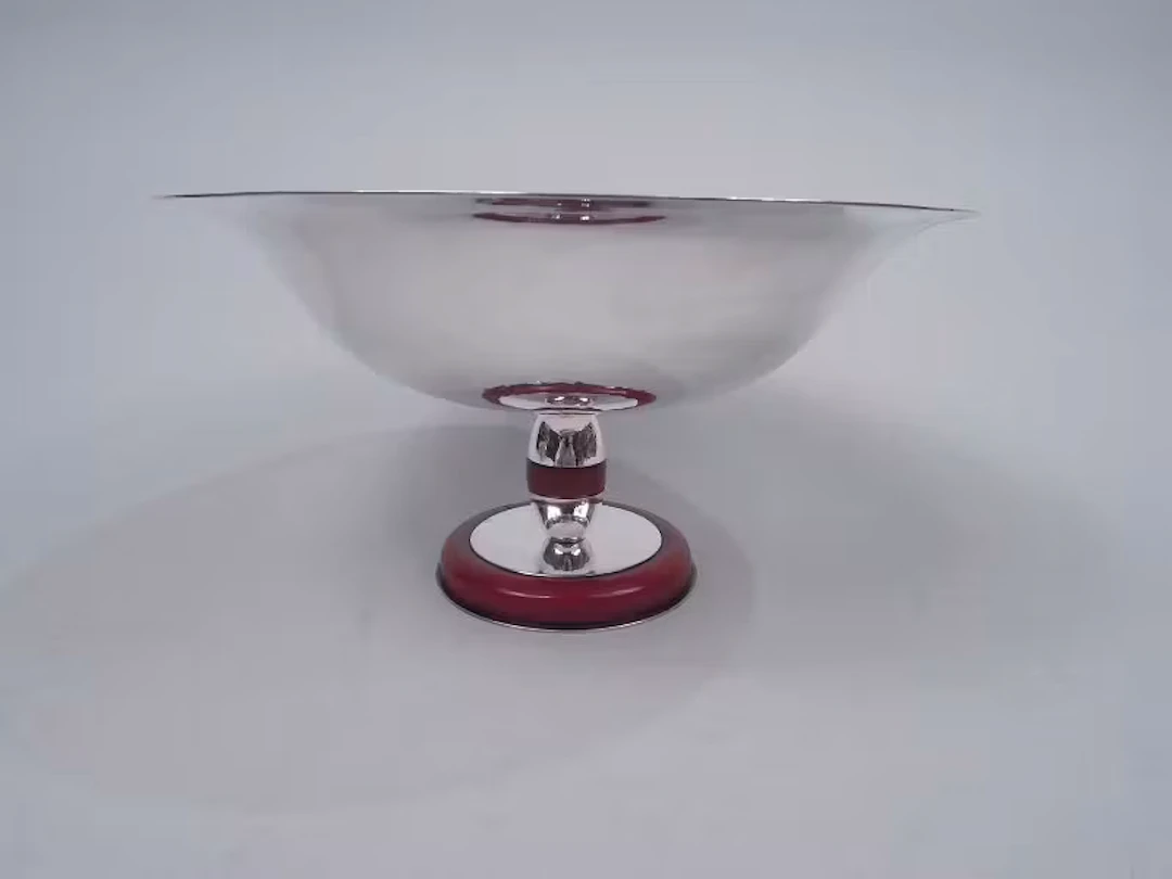 Super Stylish Italian Art Deco Sterling Silver and Bakelite Compote