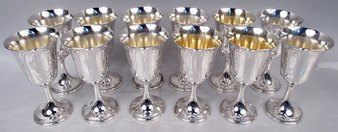 Set of 12 International Prelude Sterling Silver Goblets