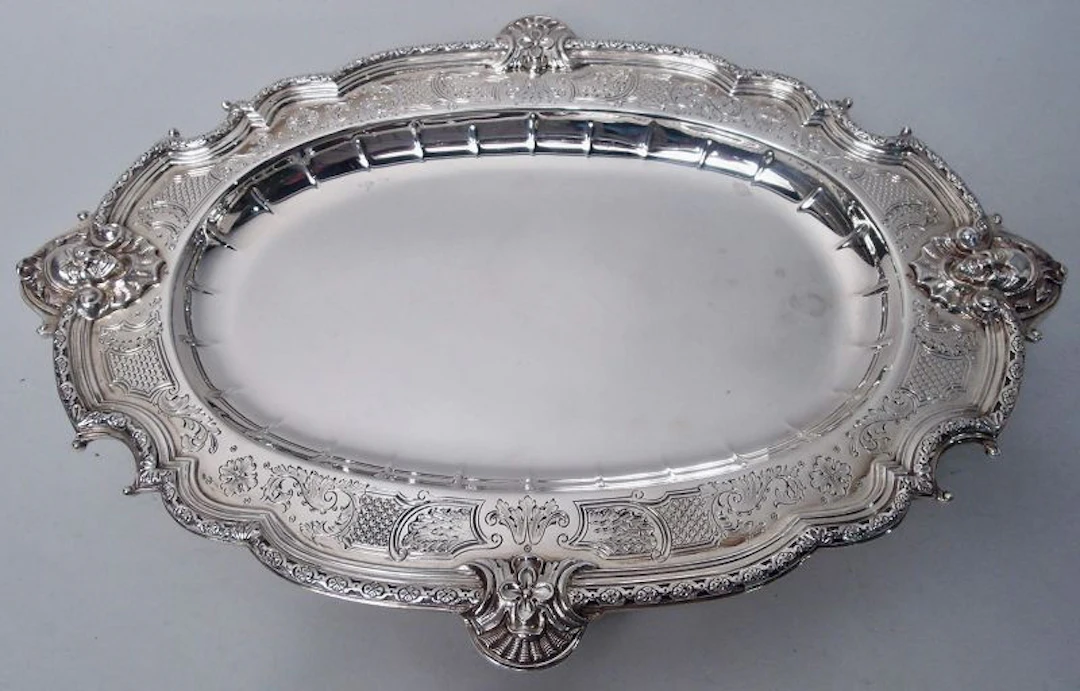 Finest Quality English Tray After Lamerie with Warship Dedication 1935