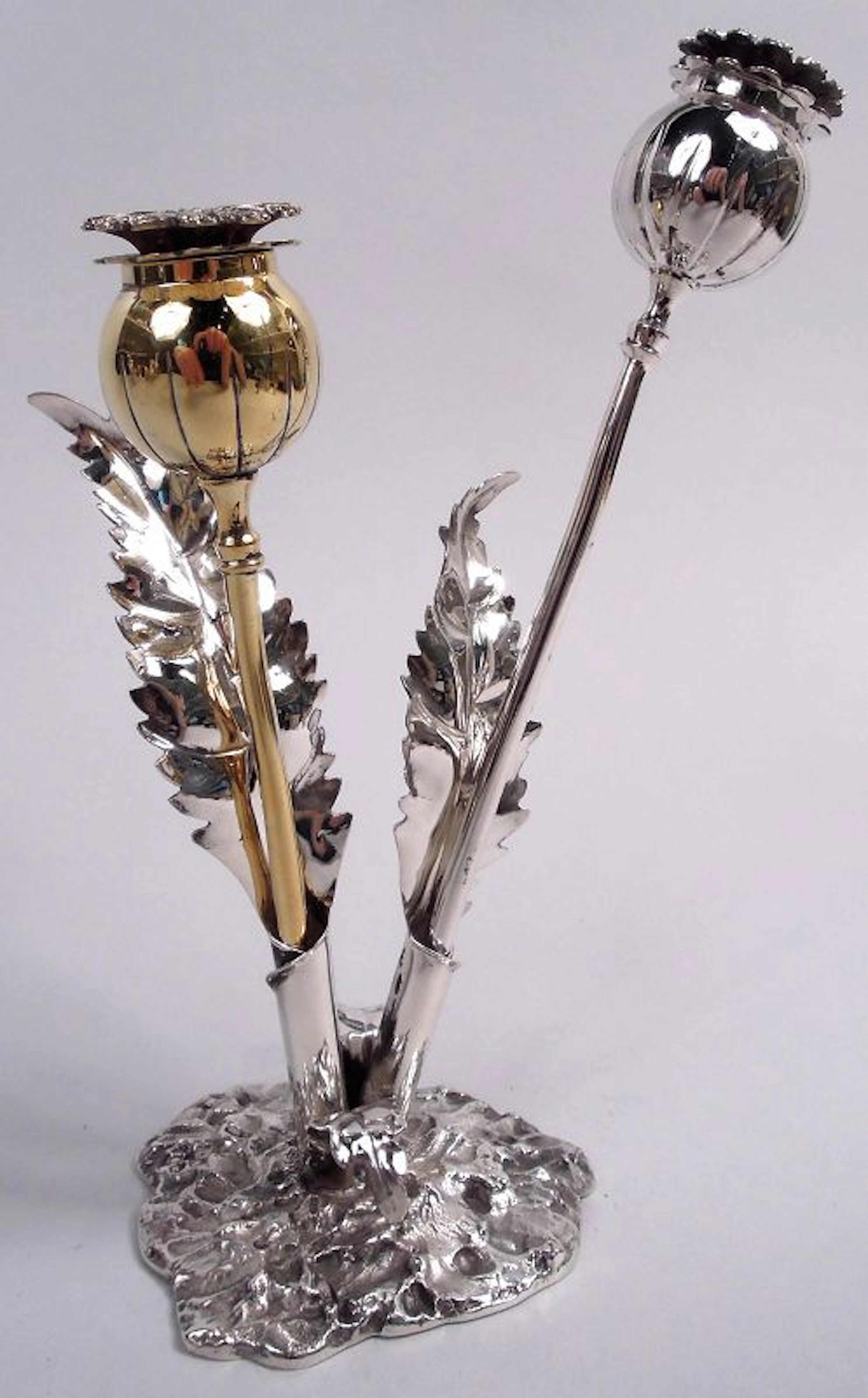 Stylish Buccellati Sterling Silver Stem Flower Salt & Pepper Shakers