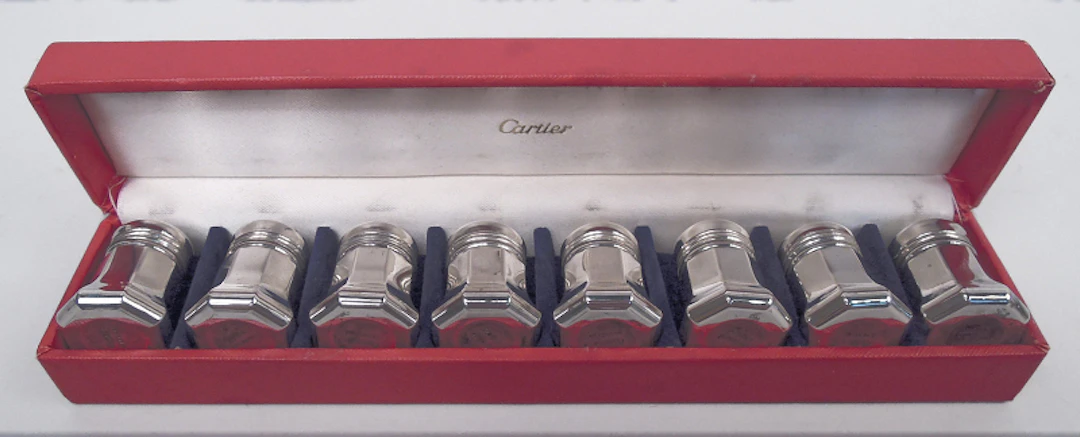 Set of 4 Pairs of Cartier Modern Salt & Pepper Shakers in Case