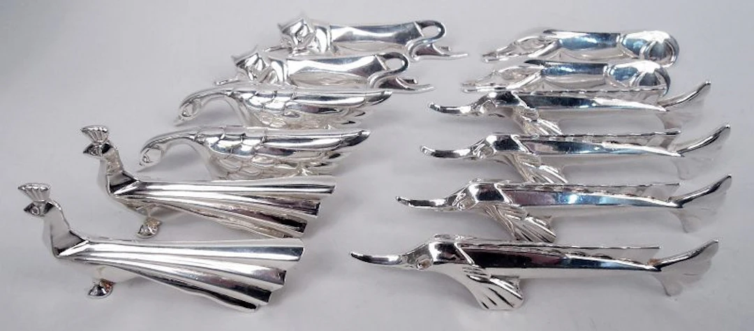 Set of 12 Christofle French Art Deco Animal Menagerie Knife Rests