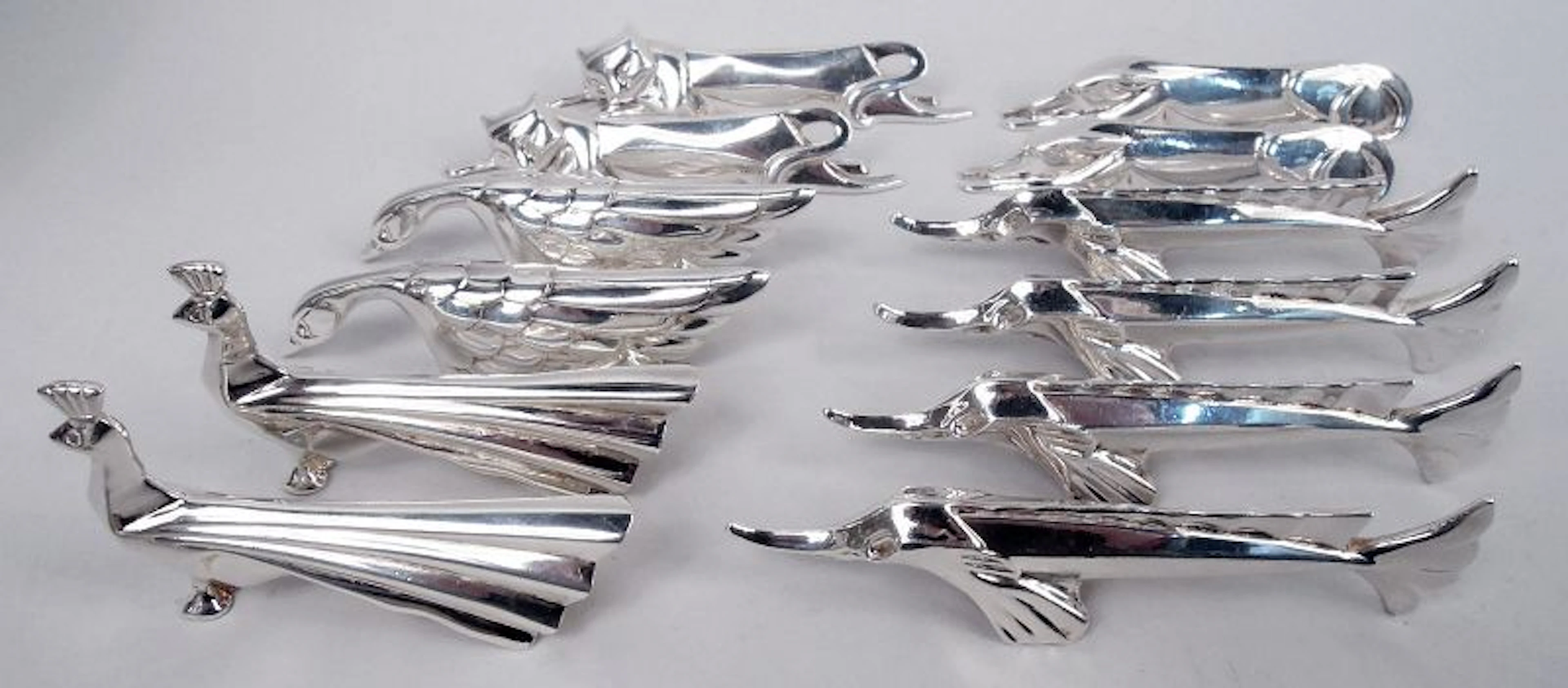 Set of 12 Christofle French Art Deco Animal Menagerie Knife Rests