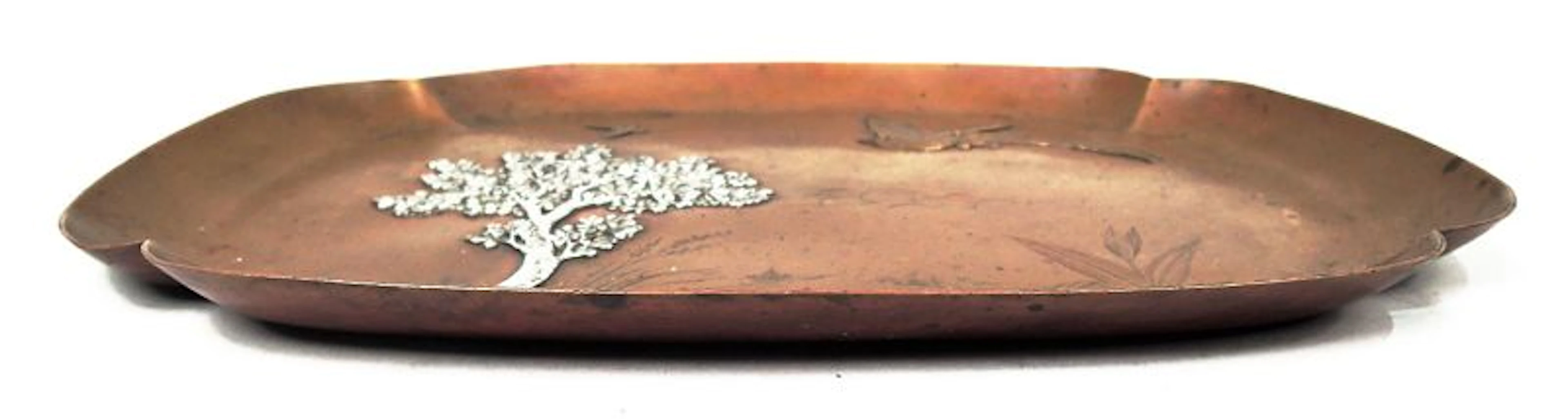 Gorham Japonesque Mixed Metal Bird & Butterfly Copper Tray 1882
