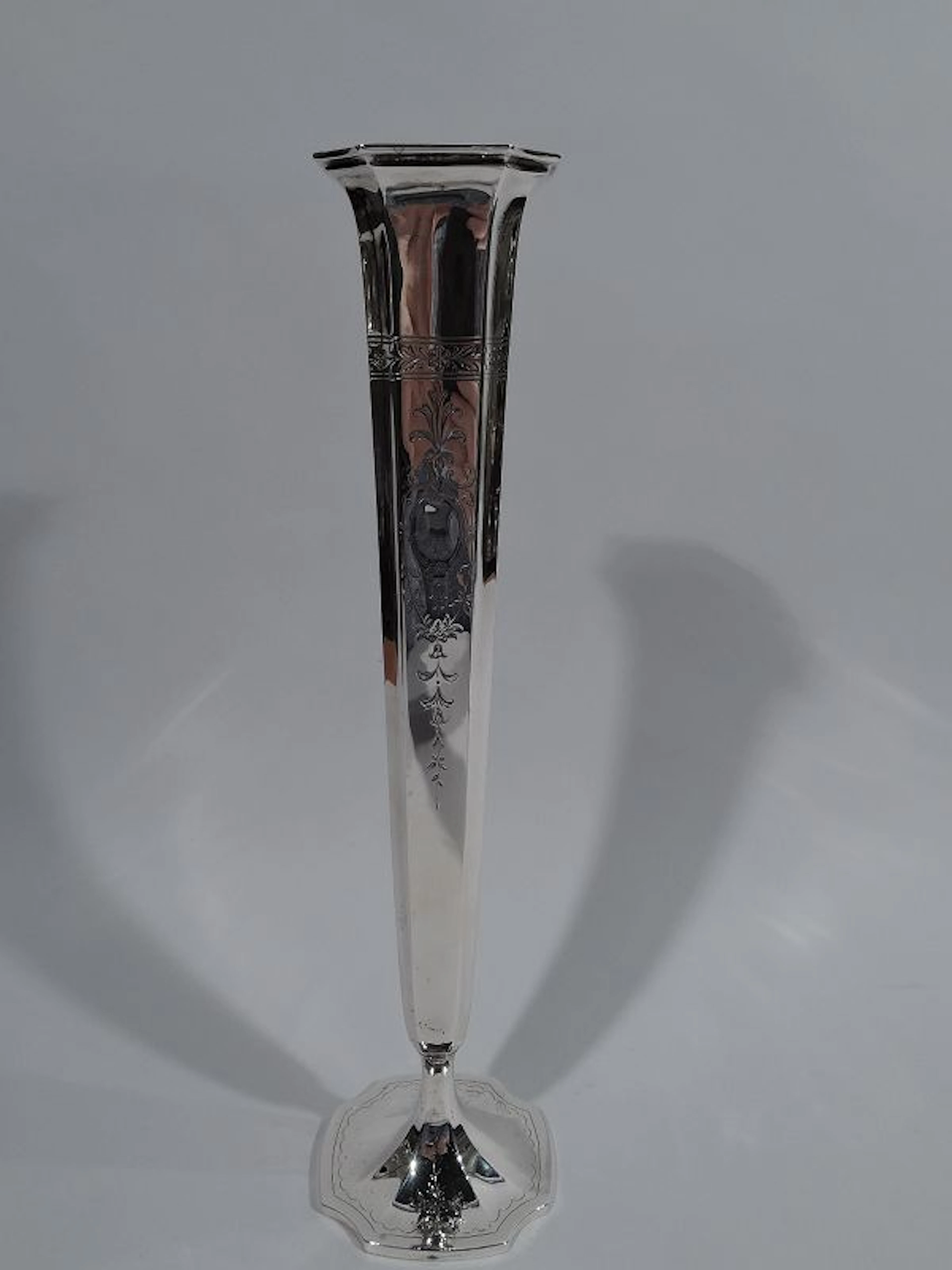 Antique Reed & Barton Tall Edwardian Sterling Silver Vase