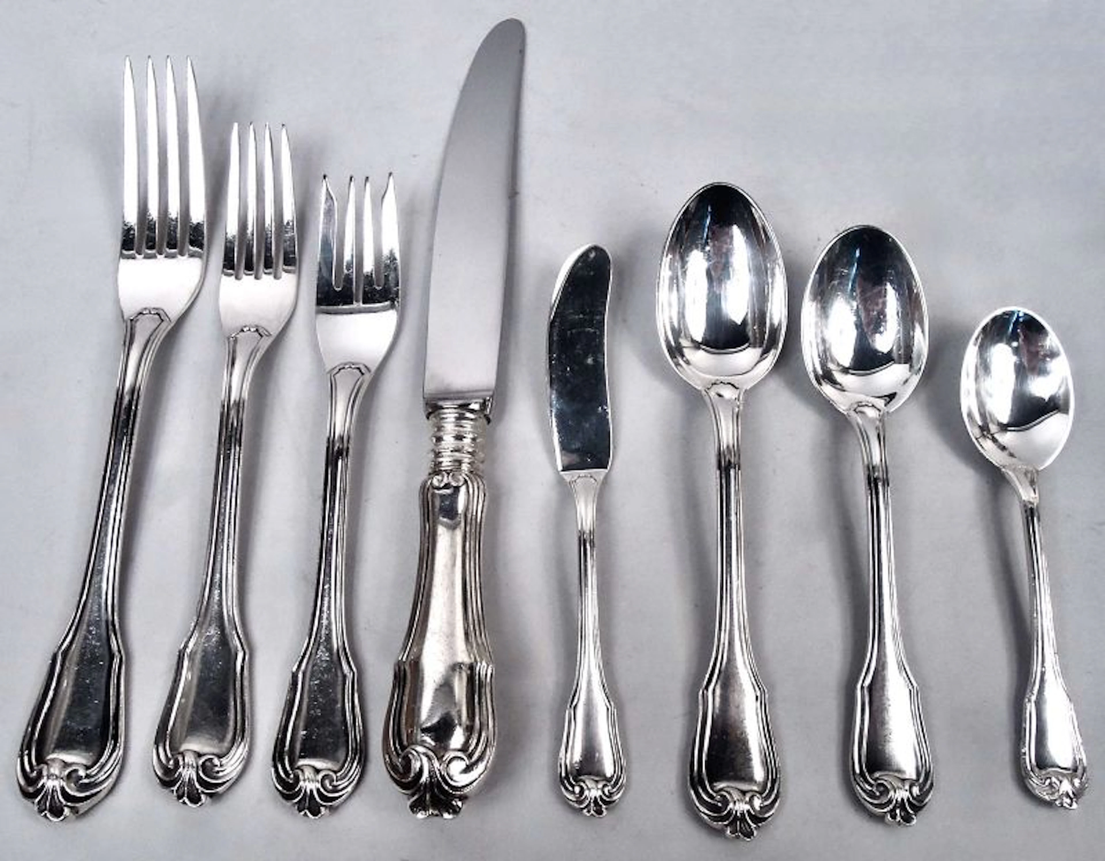 Buccellati Borgia Sterling Silver Dinner Set for 12 with 96 Pieces