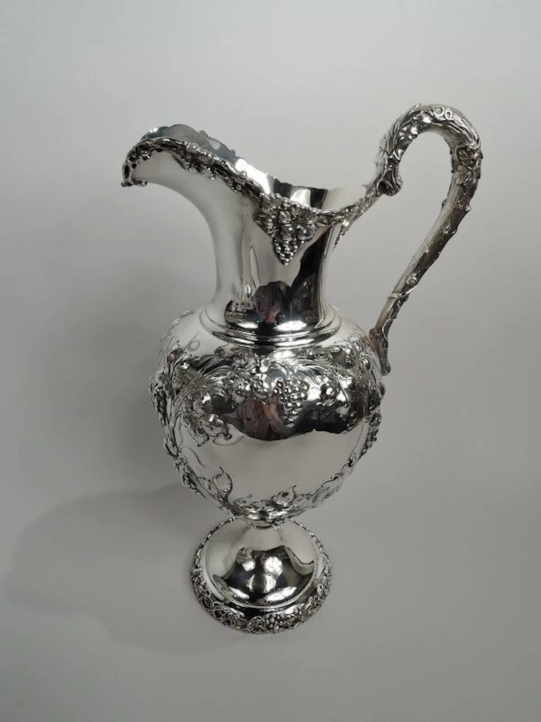 Antique American Sterling Silver Pitcher with Fruiting Grapevine 1894