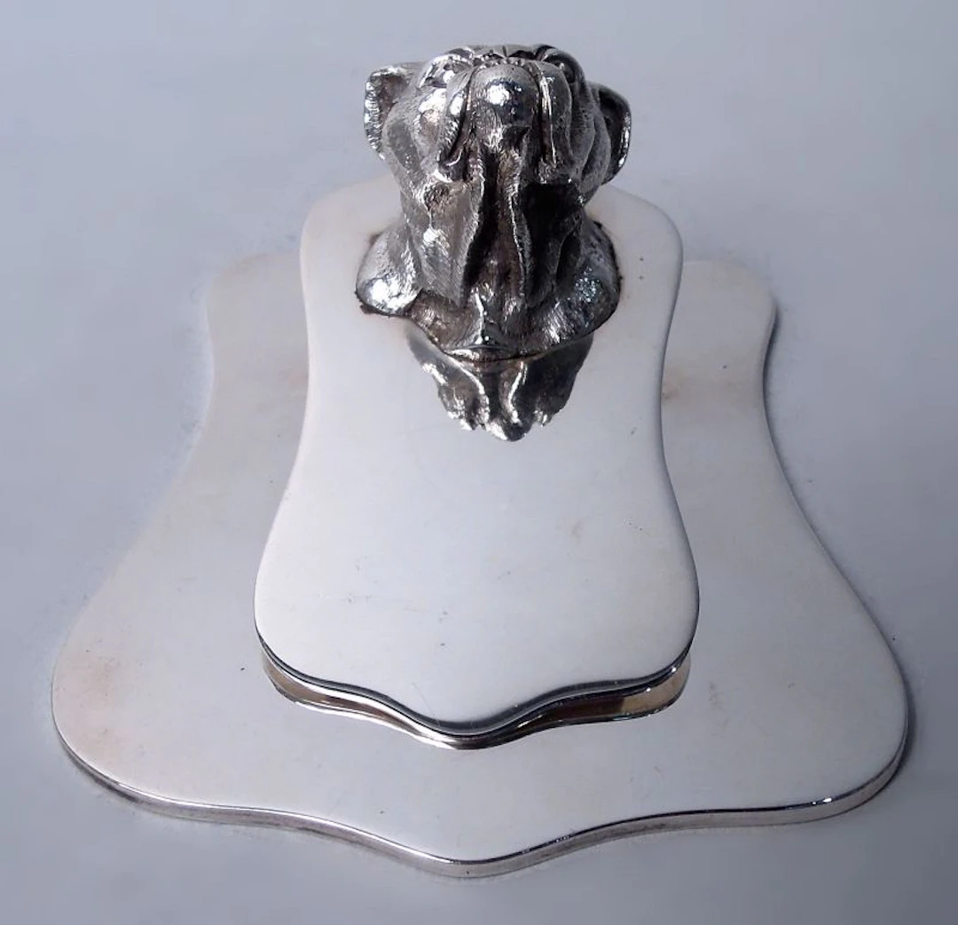 Antique English Edwardian Growly Jowly Bulldog Paperclip 1917