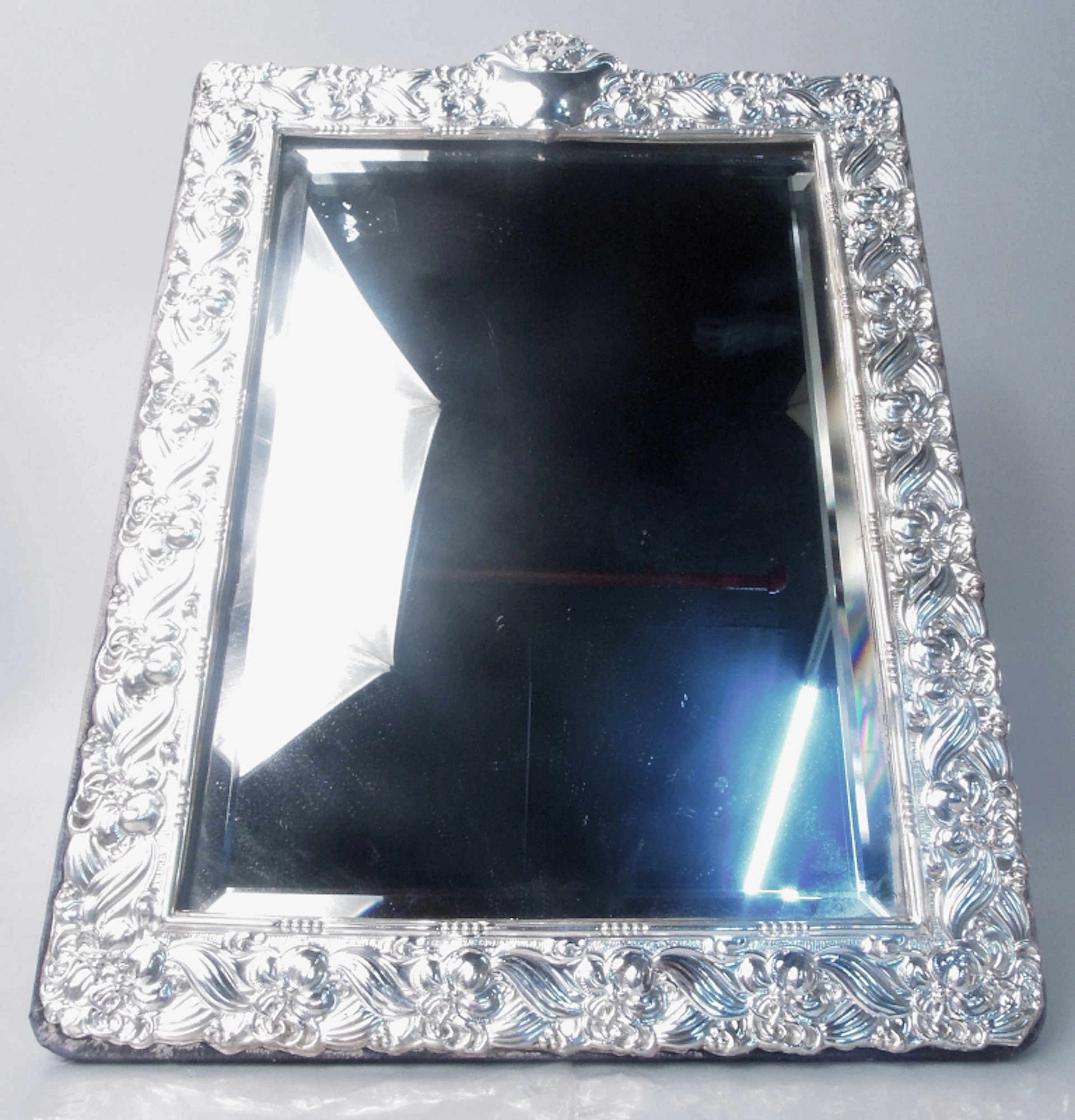 English Thatcher-Era Victorian Art Nouveau Table Mirror 1989