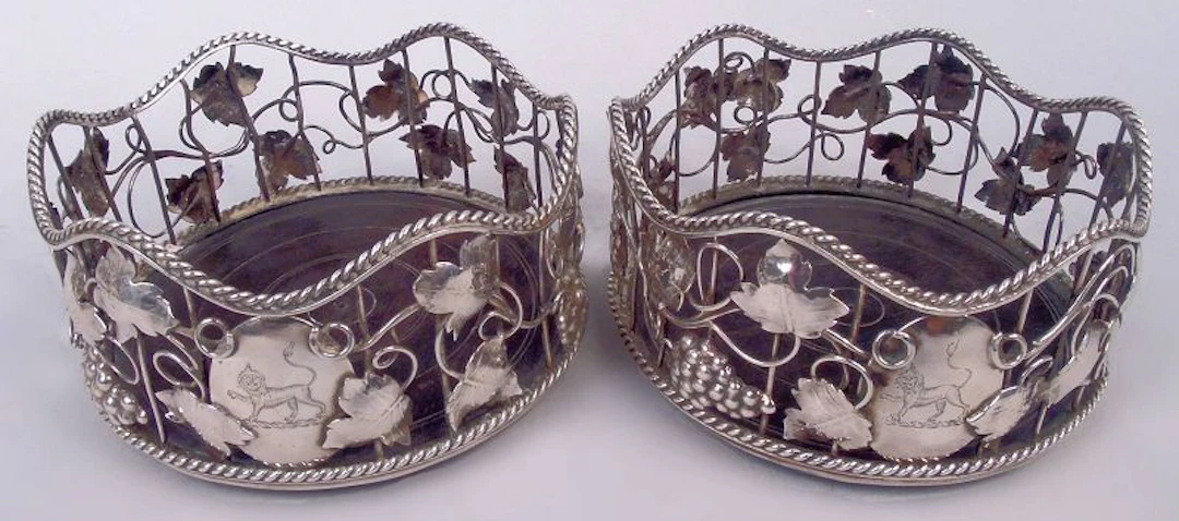 Pair of Antique English Georgian Wine Bottle Coasters 1767
