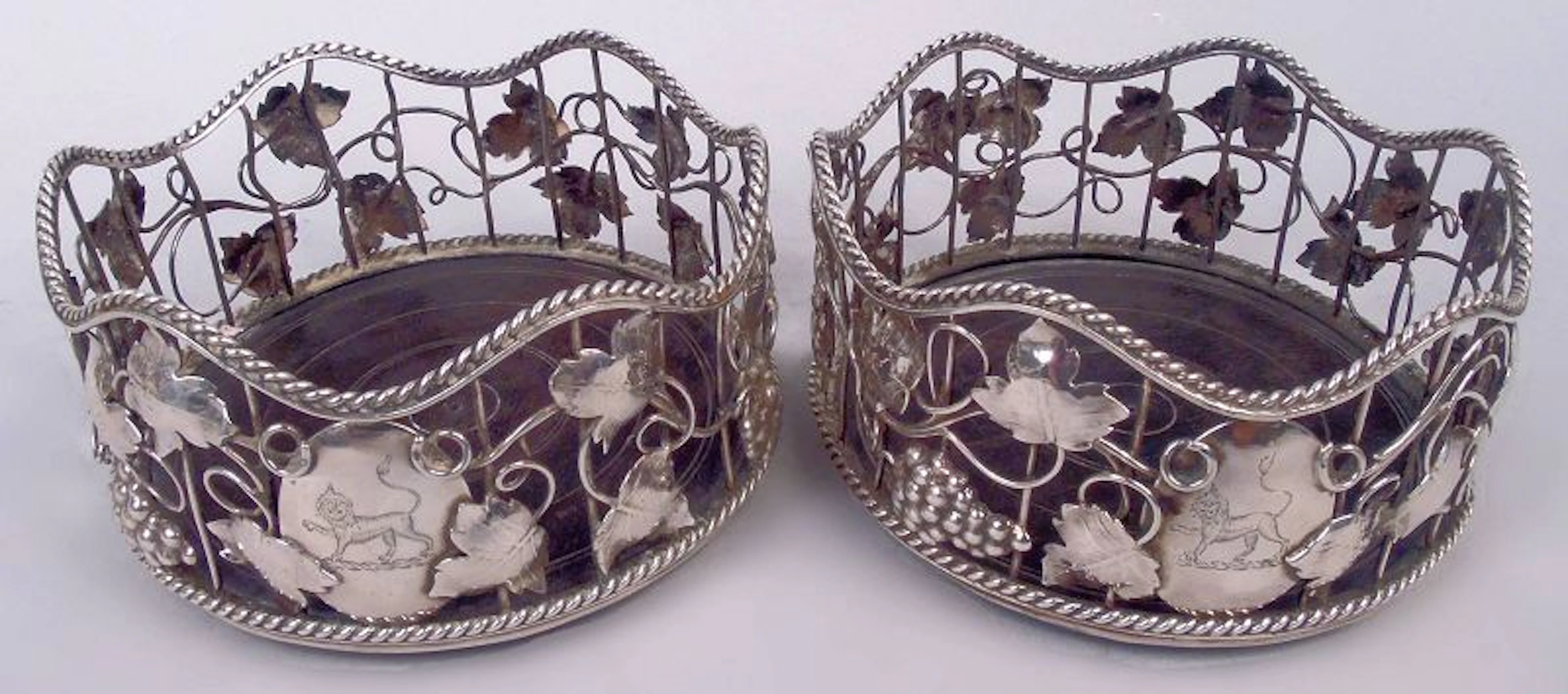 Pair of Antique English Georgian Wine Bottle Coasters 1767