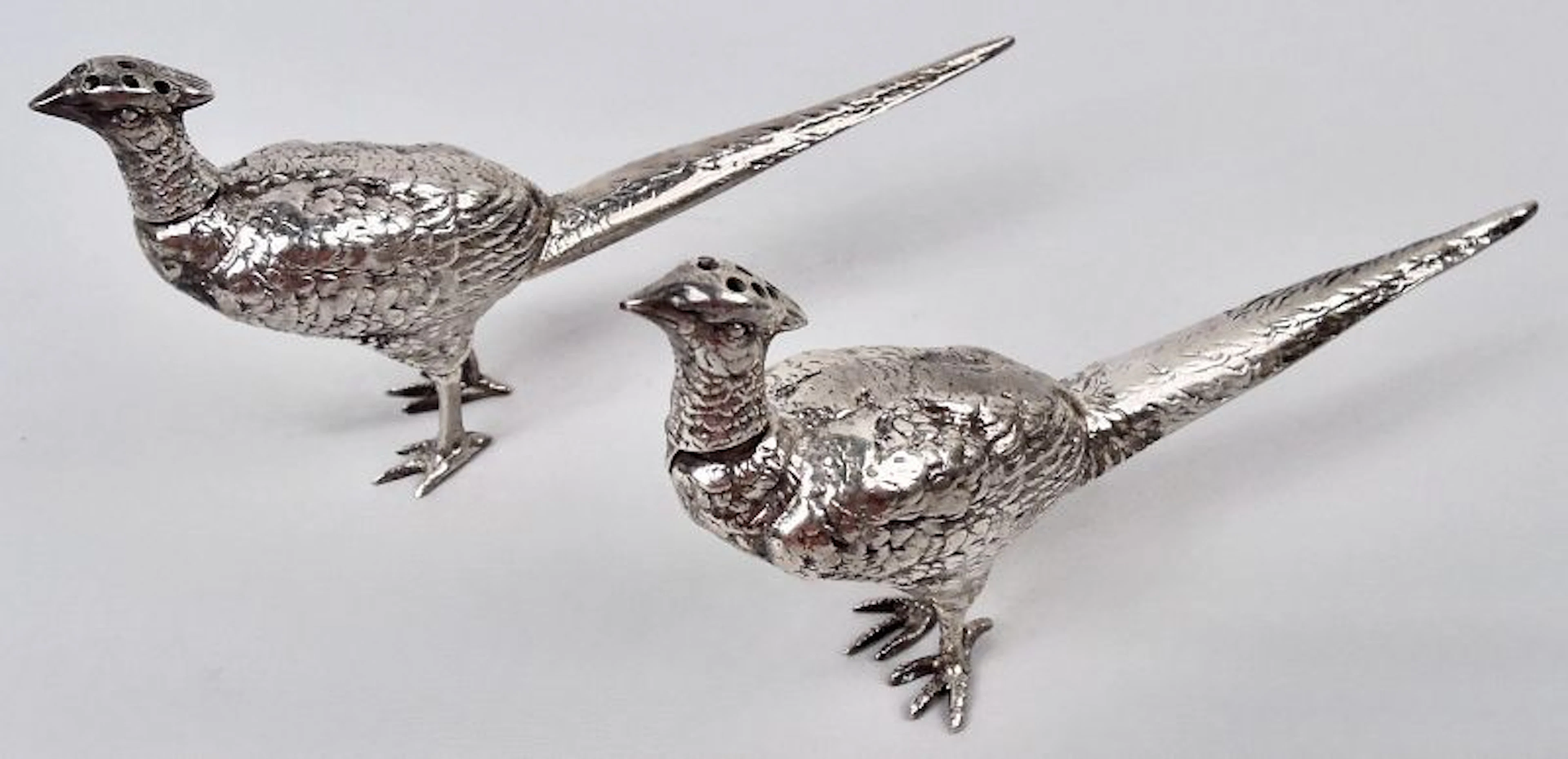 Pair of German Edwardian Game Bird Pheasant Salt & Pepper Shakers