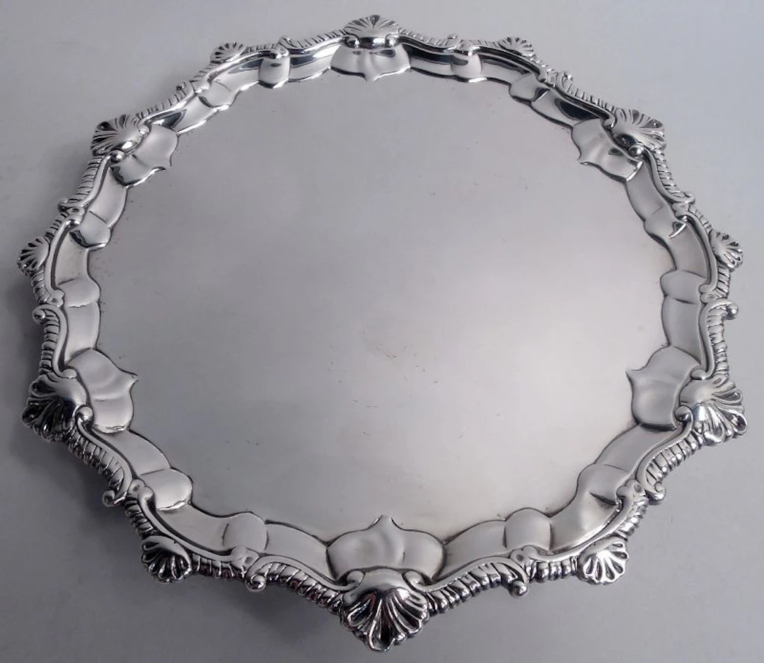 Antique English Georgian Sterling Silver 8-Inch Salver 1764