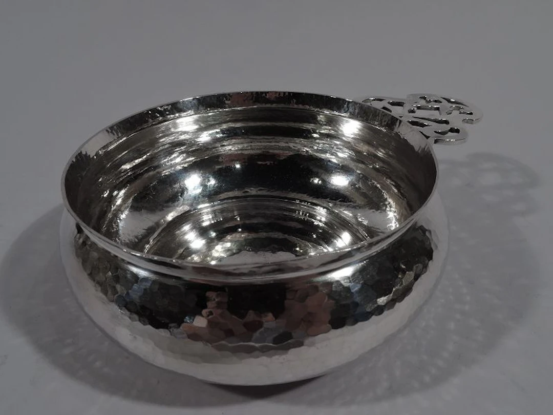 Antique American Craftsman Hand Hammered Sterling Silver Porringer