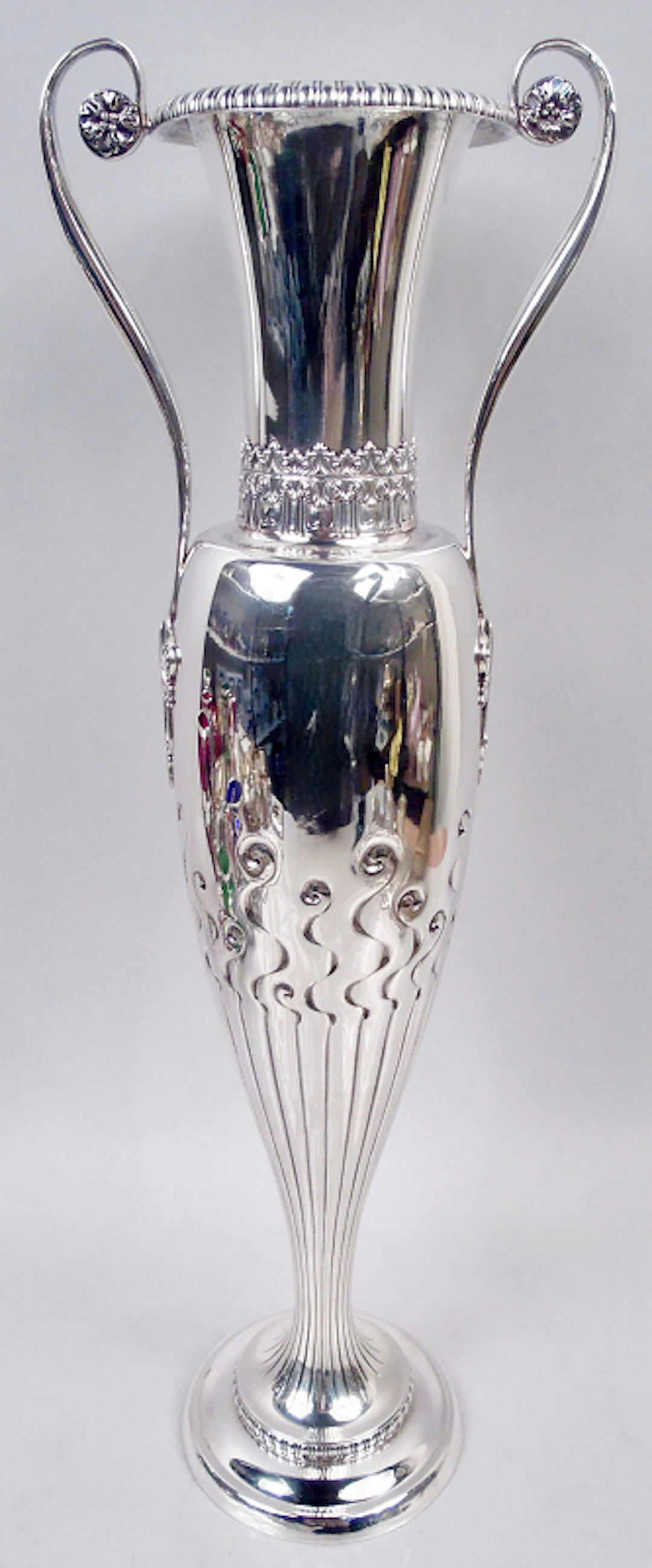 Antique Tiffany Edwardian Classical Sterling Silver 18-Inch Vase