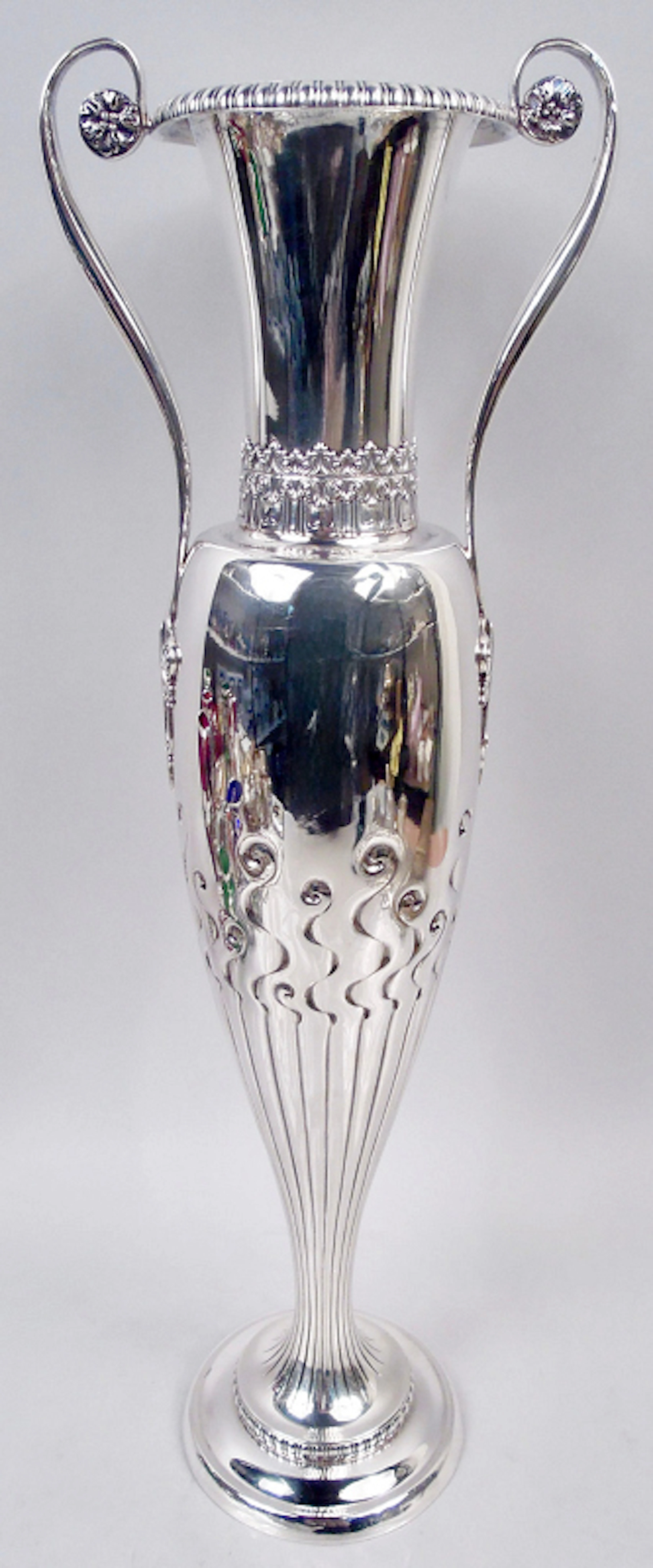 Antique Tiffany Edwardian Classical Sterling Silver 18-Inch Vase