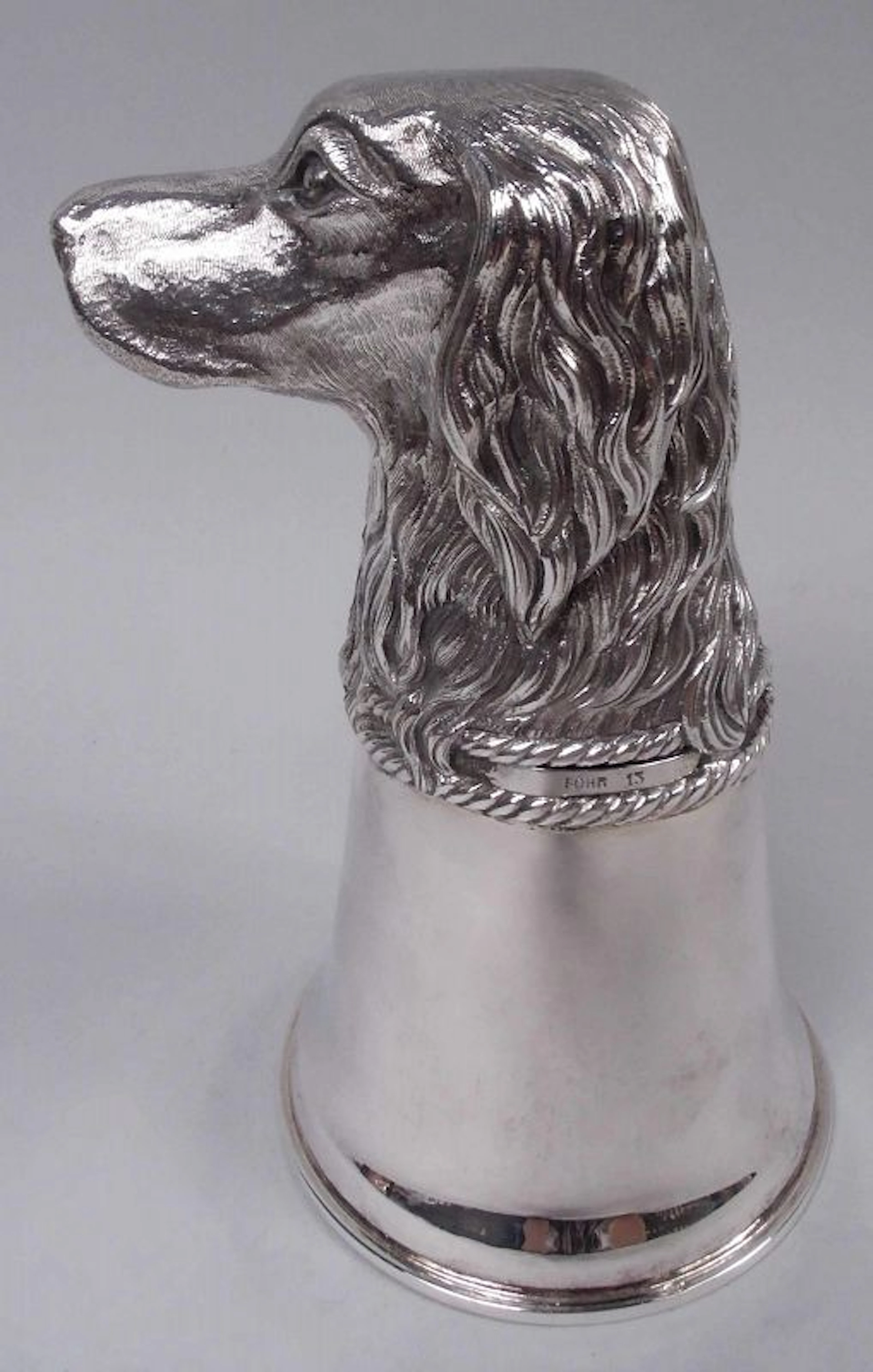 Antique German Silver Spaniel Dog Stirrup Cup