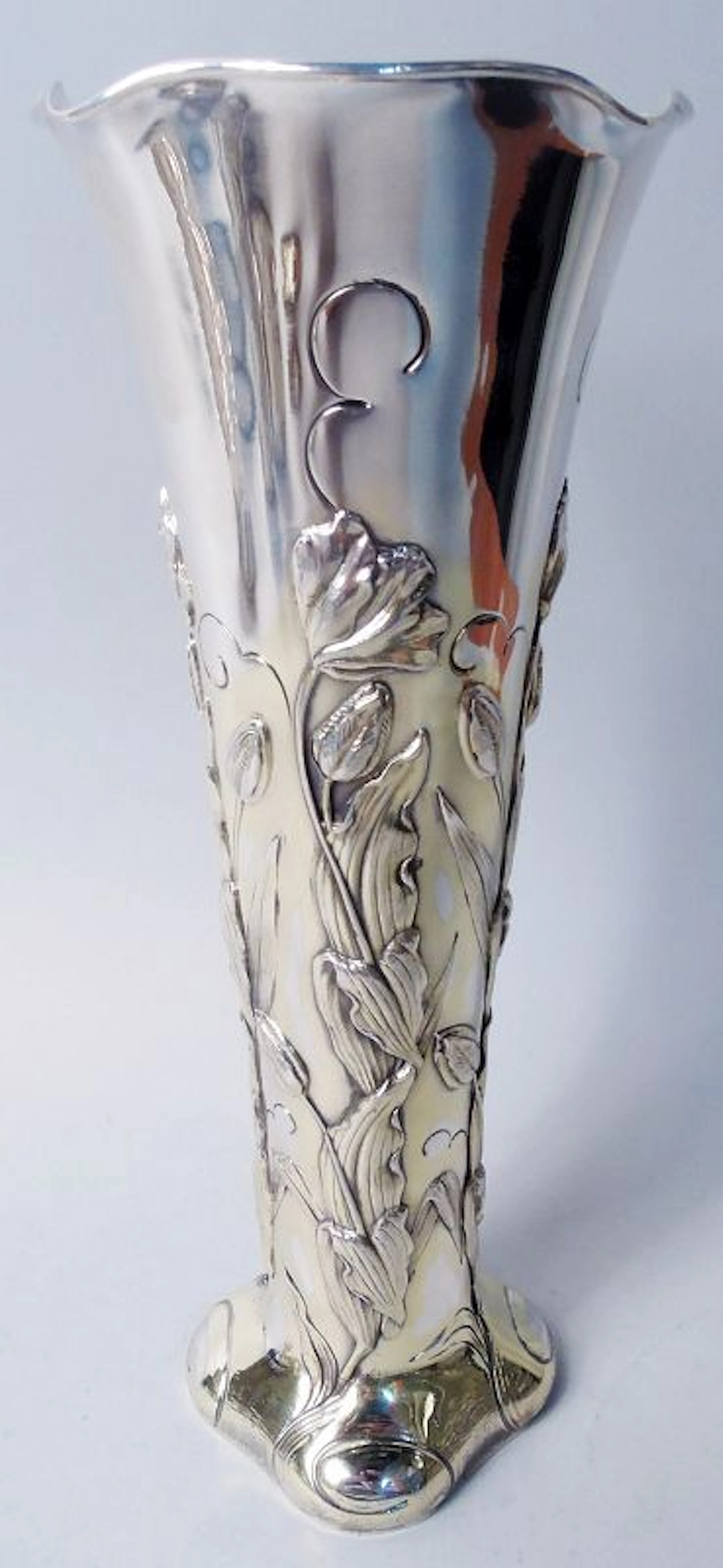 Antique Shiebler Art Nouveau Sterling Silver 10-Inch Vase