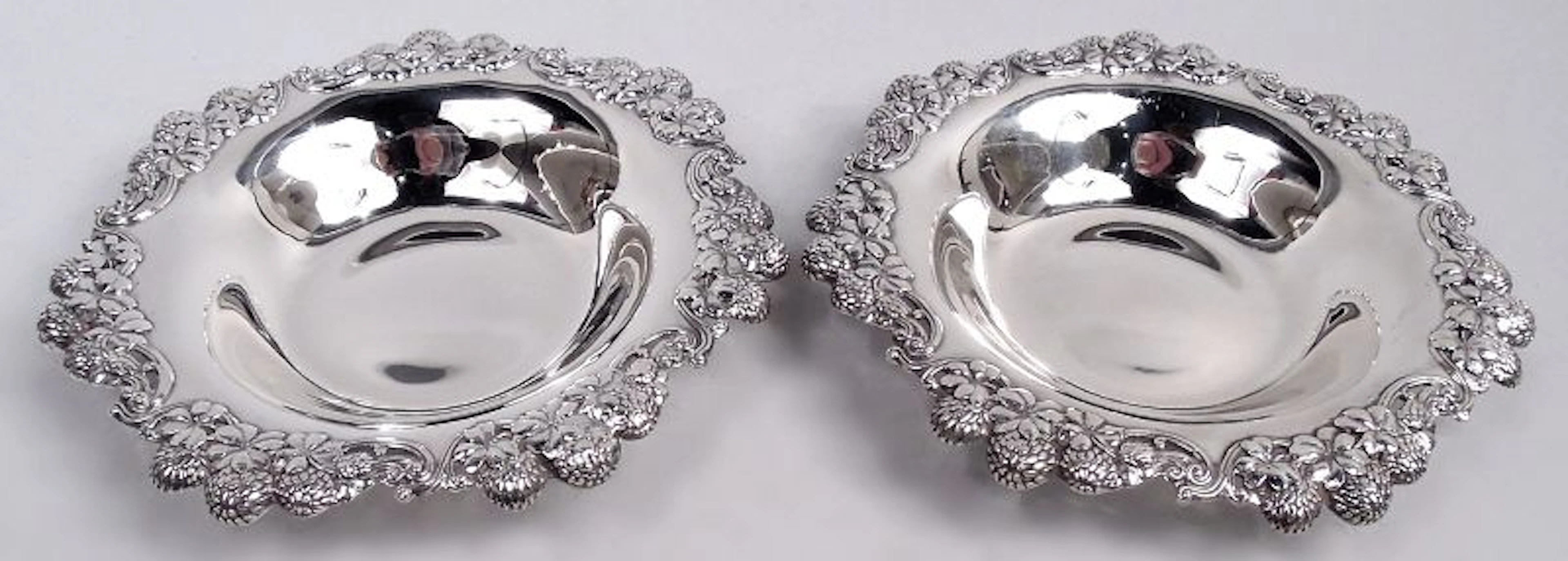 Pair of Antique Tiffany Clover Sterling Silver Bowls