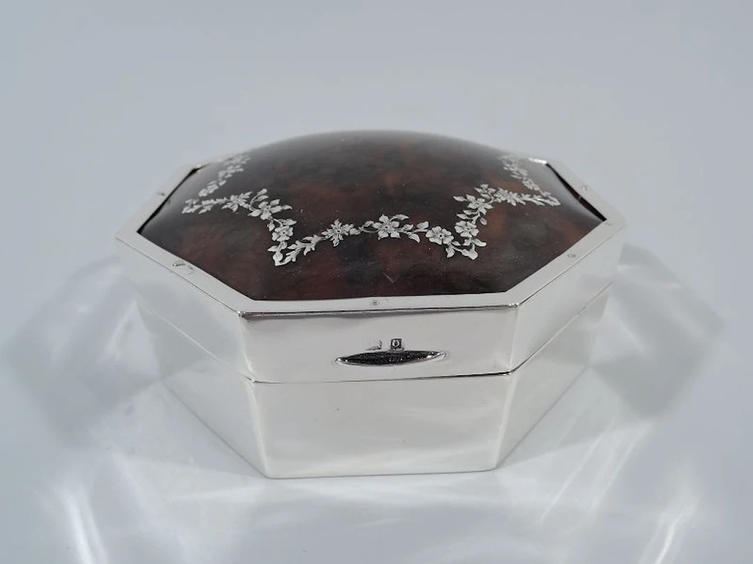 Antique English Edwardian Regency Sterling Silver Jewelry Box
