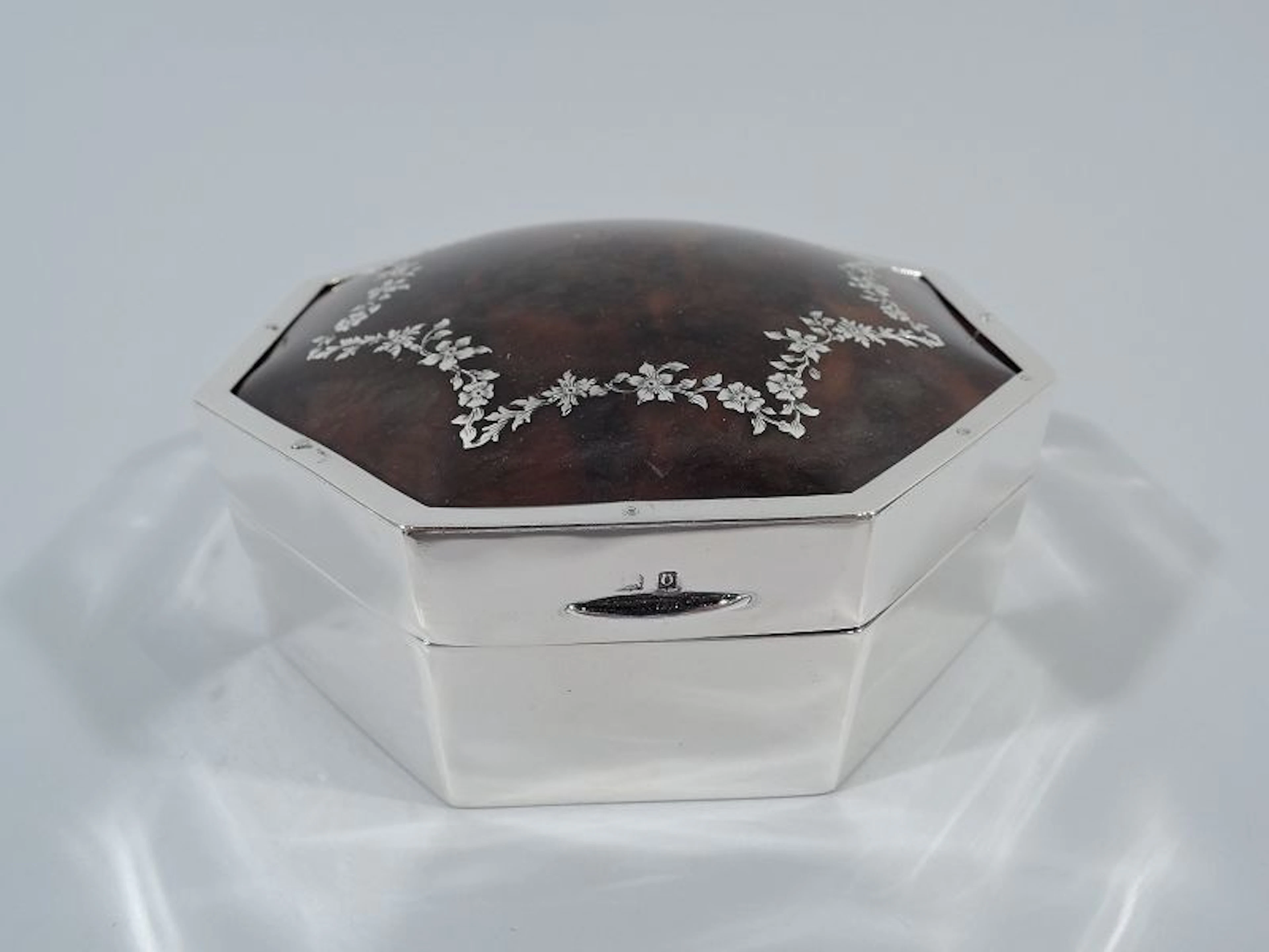 Antique English Edwardian Regency Sterling Silver Jewelry Box