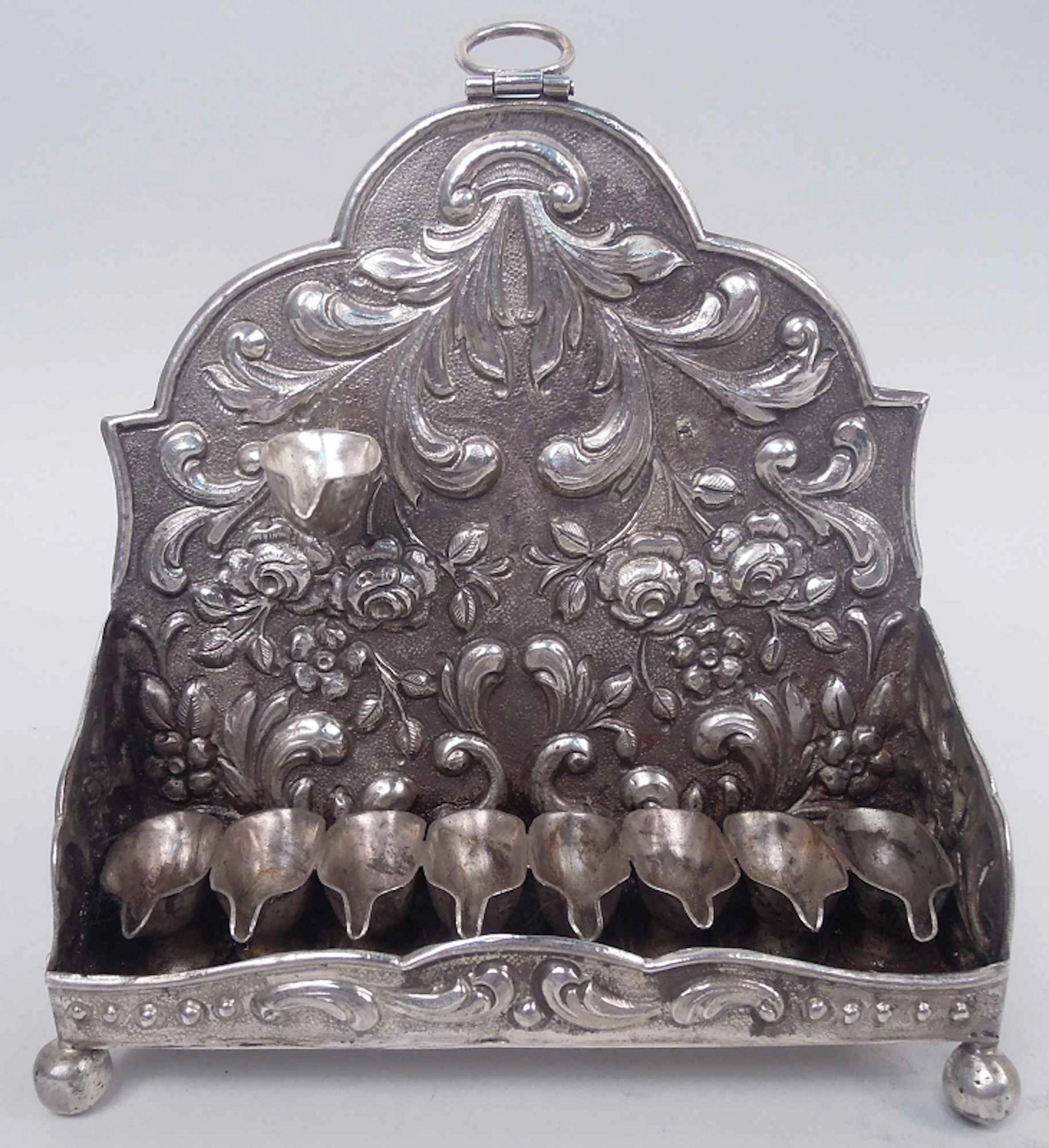 Antique European Classical Silver Hanukkah Menorah