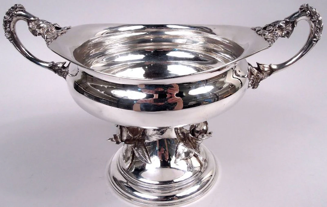 Pretty German Silver Footed Bowl with Rosebuds
